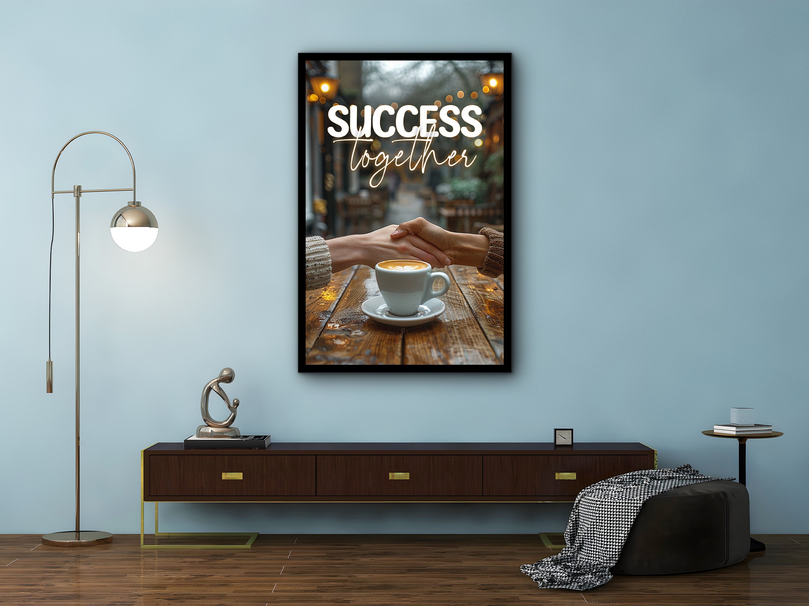 Success Together Wall Art, Motivational Wall Art Canvas, Modern Office Wall Decor, Ready to Hang, Printed on Black Frame, Gift Idea For Him