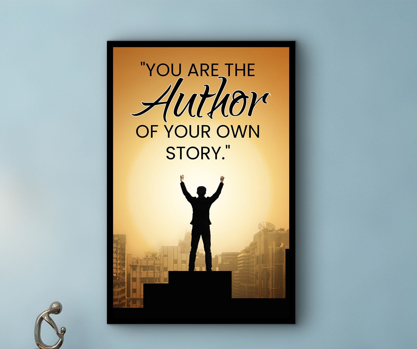 Inspiration Wall Art, You Are the Author of Your Own Story Canvas, Modern Home & Office Decor, Daily, Perfect Gift, Printed on Black Frame