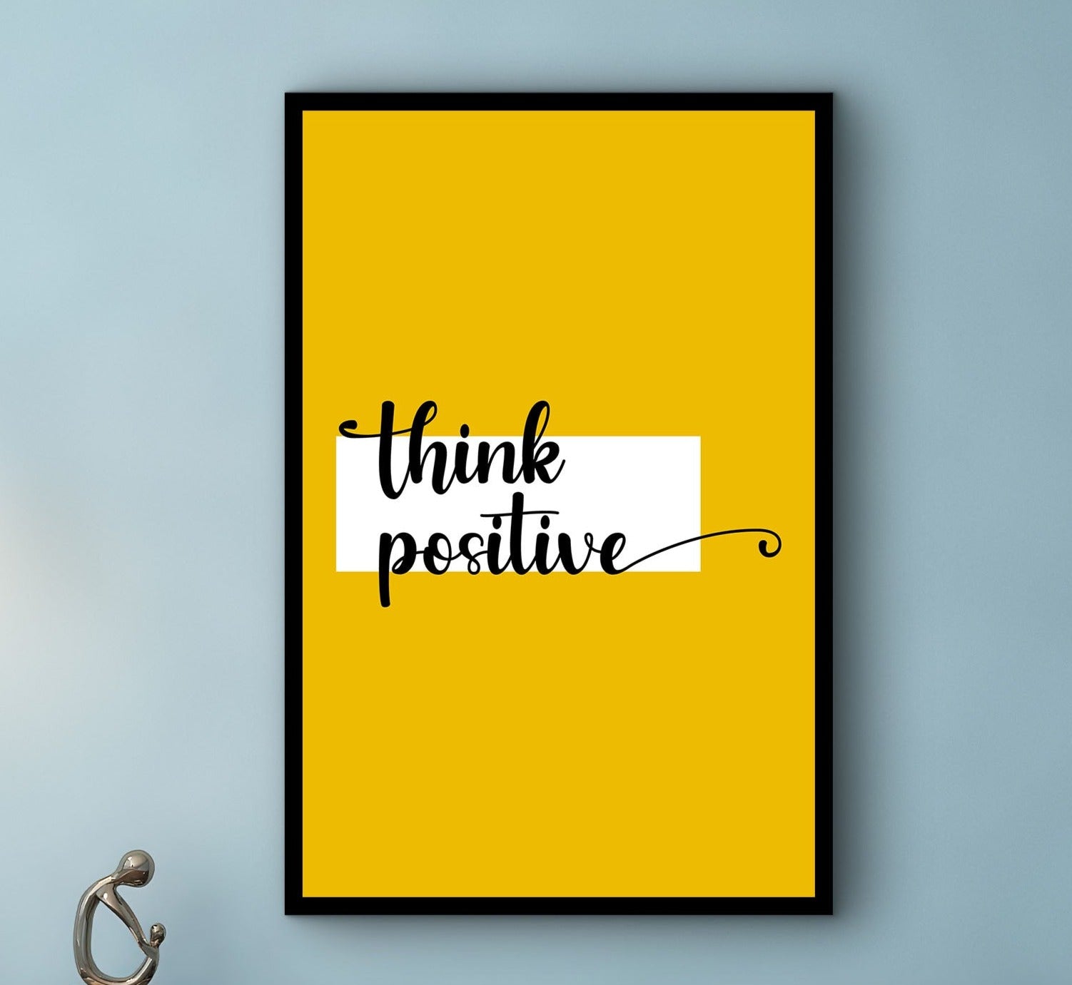 Daily Inspiration Wall Art, Think Positive Canvas, Home and Office Decor, Quotes Affirmation Artwork, Ready to Hang, Printed on Black Frame