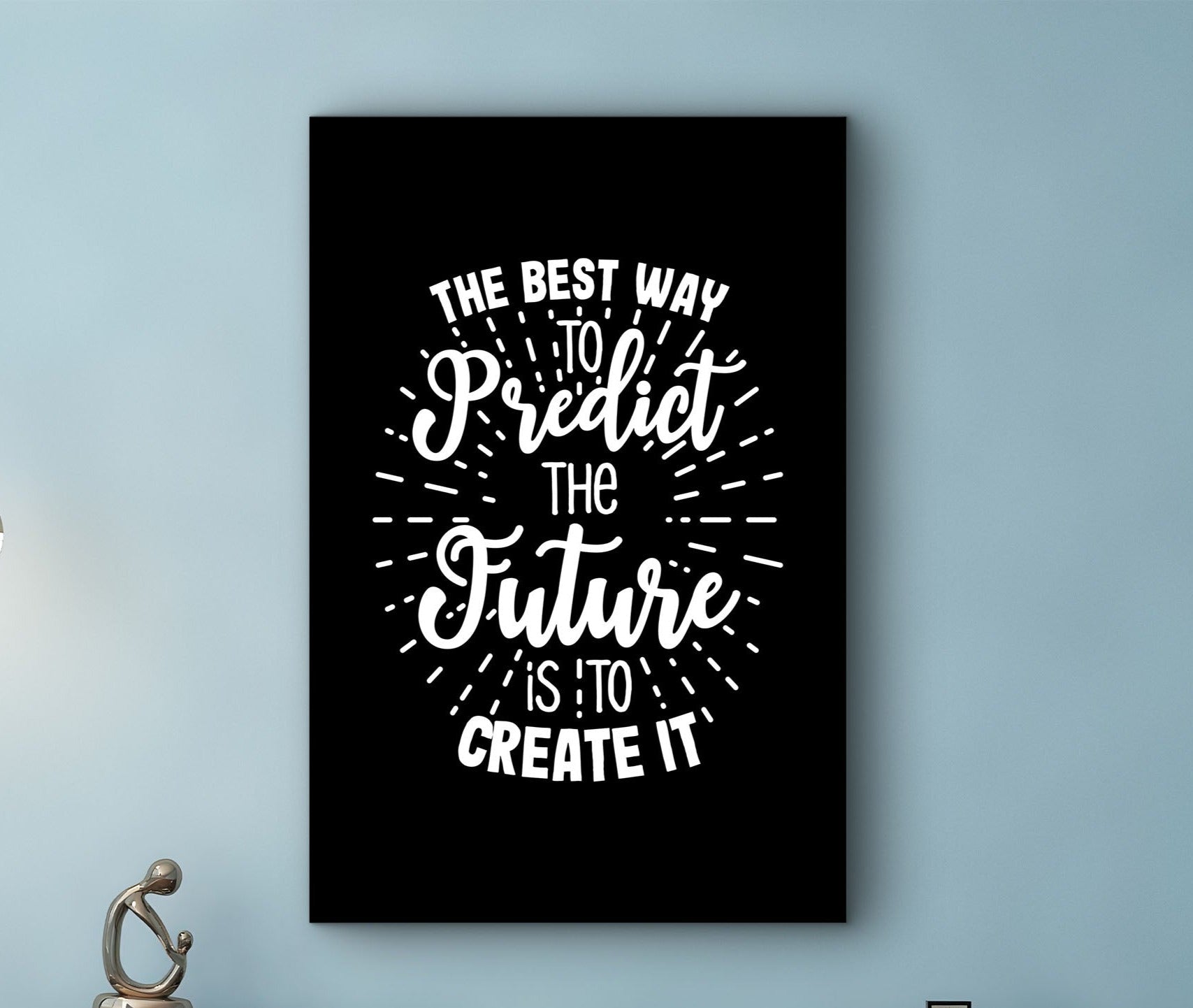 Motivational Poster Wall Art, The Best Way to Predict the Future Is to Create It Canvas, Ready to Hang Birthday Gift, Printed on Black Frame