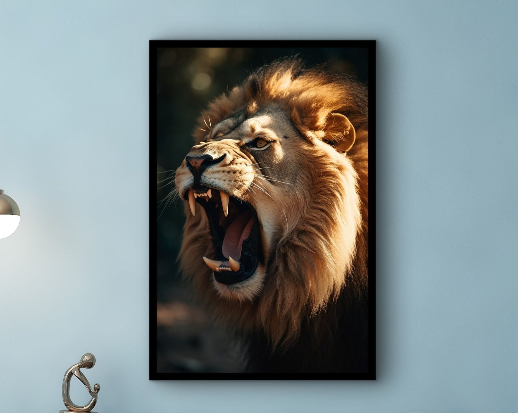 Lion Canvas Wall Art, Animal Modern Home Decor, Poster Wall Decor, Ready to Hang, Lion Poster Print, Perfect Gift, Printed on Black Frame