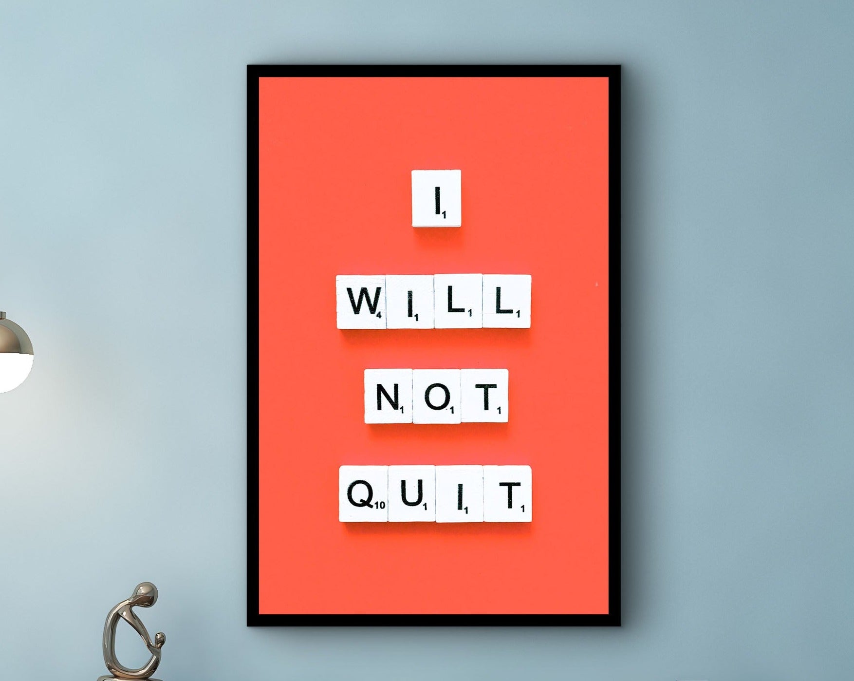 Daily Inspirational Wall Art, I Will Not Quit Canvas, Beautiful Home & Office Decor, Ready to Hang, Gift for Her, Printed on Black Frame