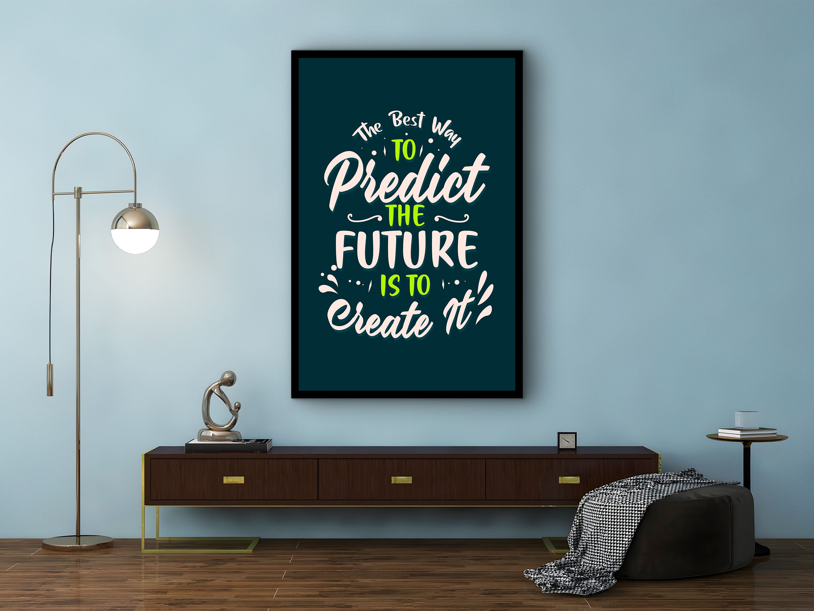 Motivational Wall Art, The Best Way to Predict the Future Is to Create It Canvas, Home & Office Decor, Read to Hang, Printed on Black Frame