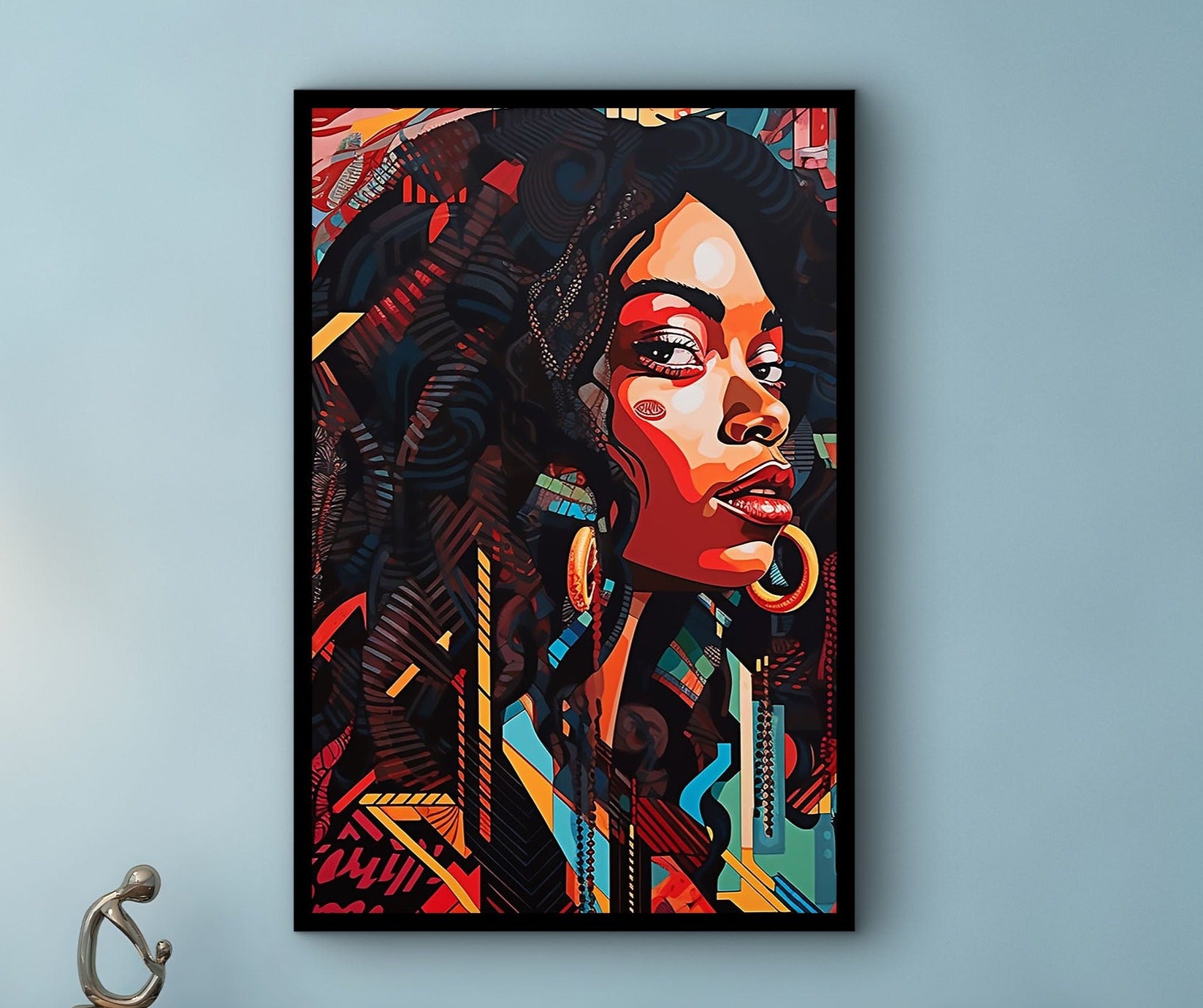 Woman Canvas Wall Art, Home and Office Decor, Modern Design Canvas Print Art, Psychedelic Wall Art, Unique Gift Idea, Printed on Black Frame