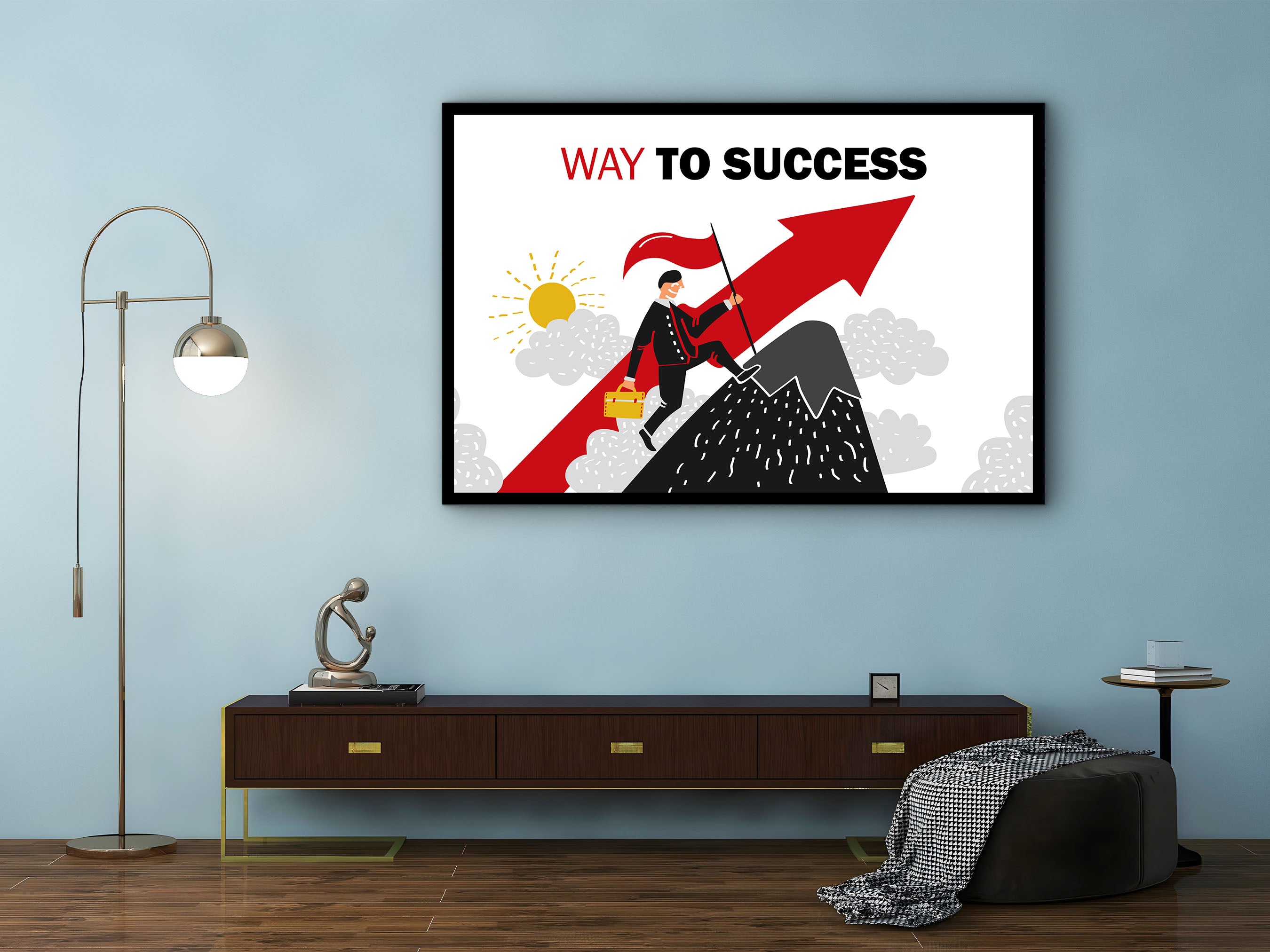 Way To Success Wall Art, Motivational Canvas Wall Art, Home & Office Decor, Ready to Hang, Printed on Black Frame, Gift for Him, Gift Idea