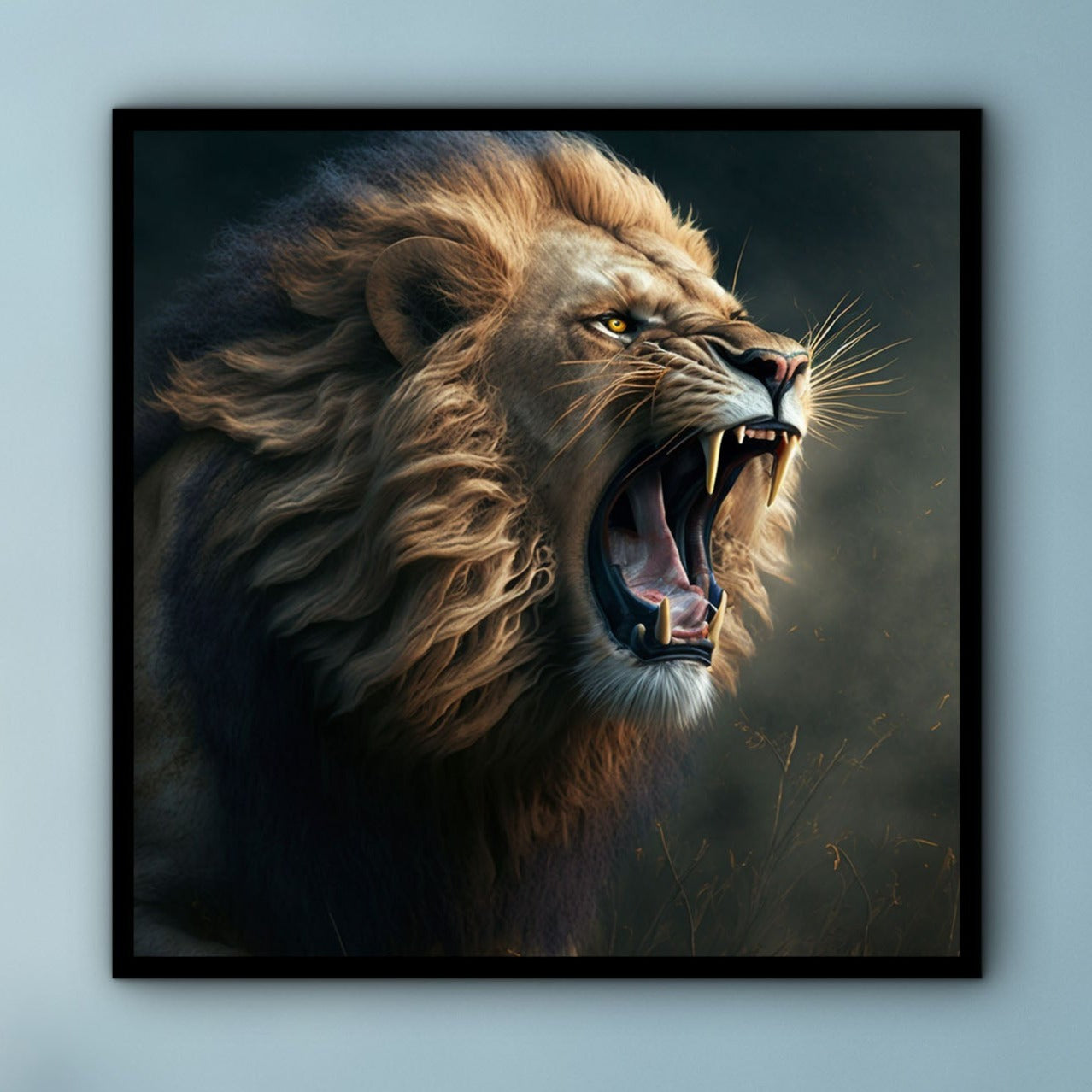 Lion Canvas Wall Art, Animal Modern Design Art, Home Decor, Ready to Hang, Poster Wall Decor, Perfect Gift for Her, Printed on Black Frame