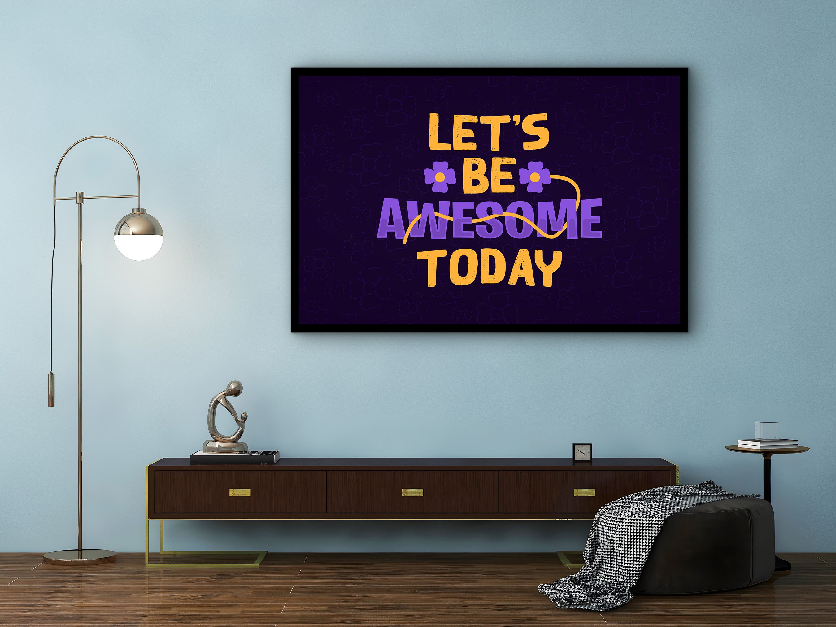 Motivational Wall Art, Let's Be Awesome Today Canvas, Personal Growth Artwork, Home & Office Decor, Ready to Hang, Printed on Black Frame