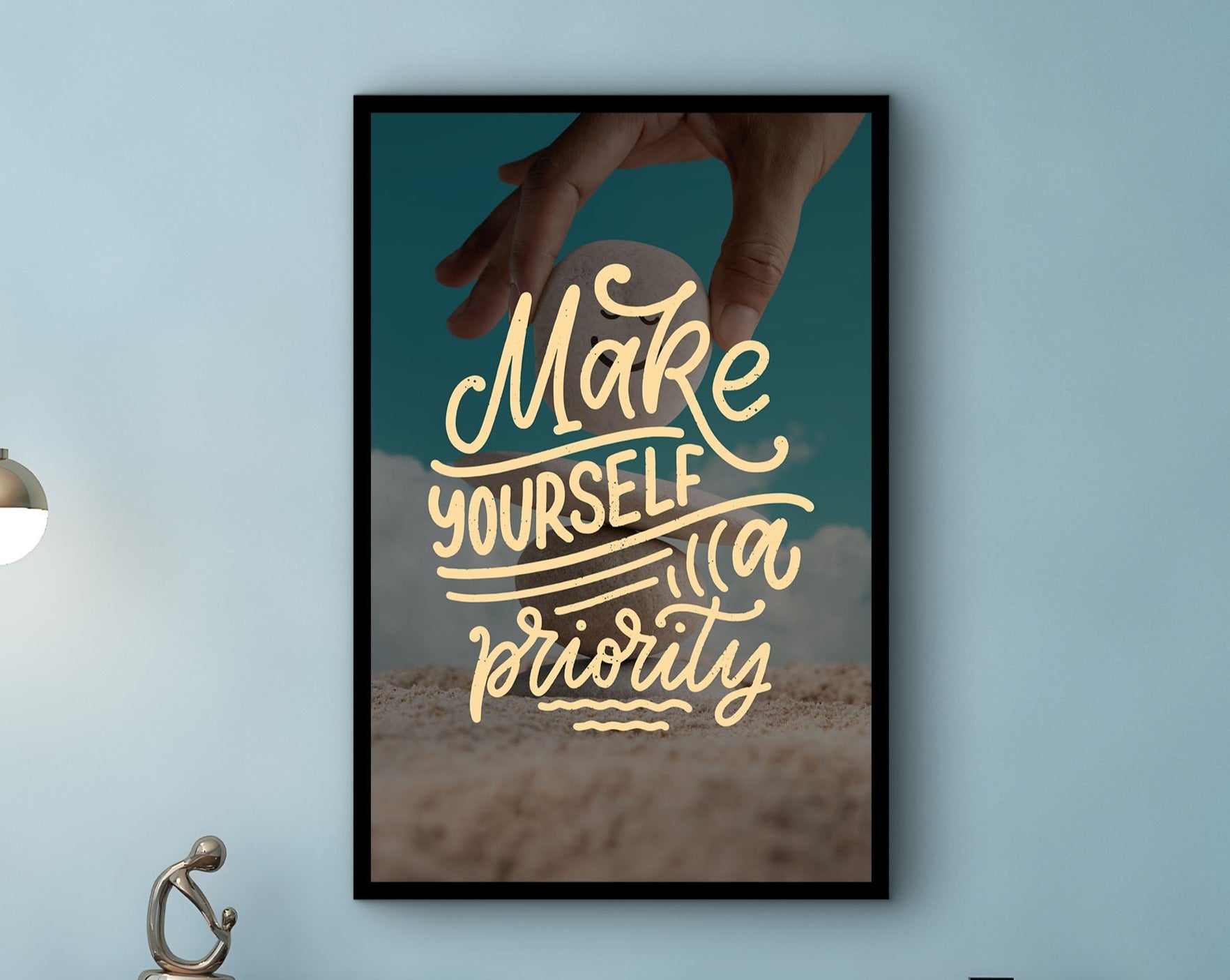 Motivational Wall Art, Make Yourself a Priority Canvas, Home & Office Decor, Ready to Hang, Perfect Gift for Her, Printed on Black Frame