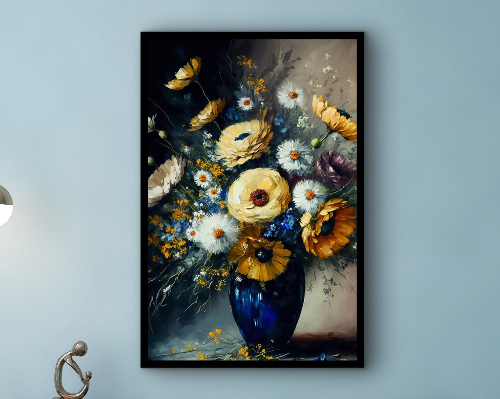 Beautiful Flowers Canvas Wall Art, Floral Painting Print Canvas, Home and Office Decor Wall Art, Wall Art Canvas Design, Ready to Hang, Printed on Black Frame