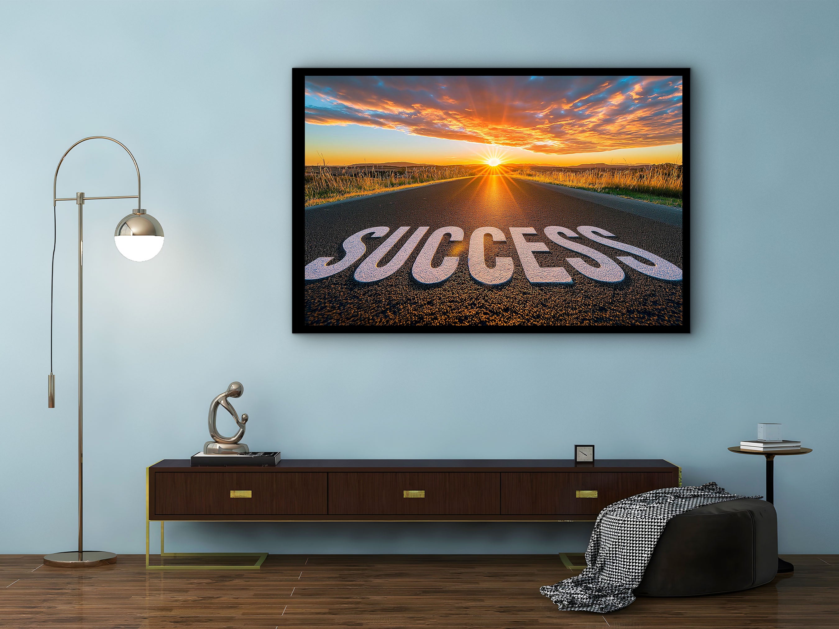 Motivational Wall Art, Success Wall Art Canvas, Modern Design Home & Office Decor, Ready to Hang, Gift Idea for her, Printed on Black Frame