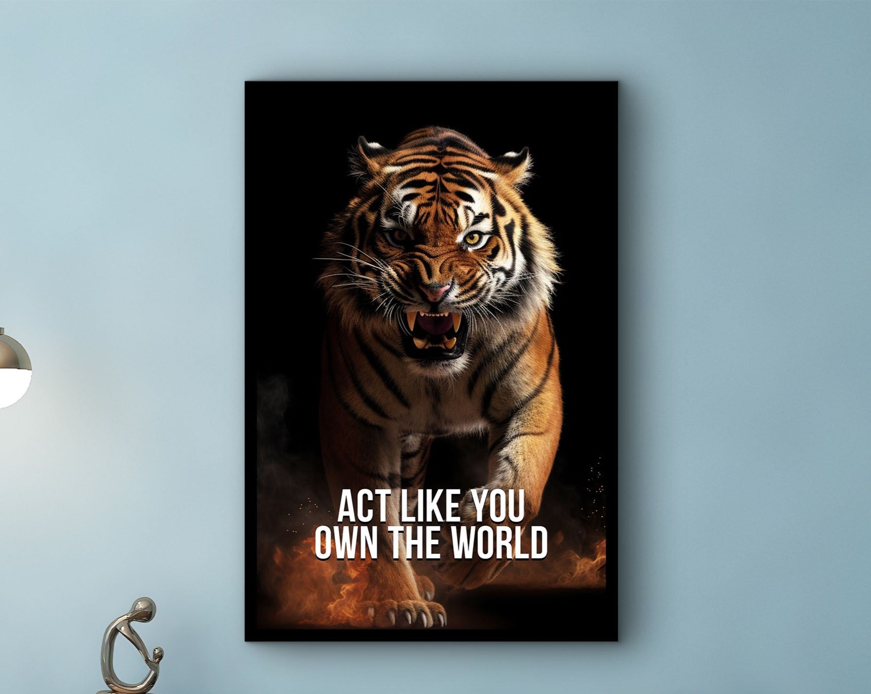 Act Like You Own The World Wall Art, Motivational Canvas Art, Wall Decor with Quotes, Ready to Hang, Gift for Friend, Printed on Black Frame