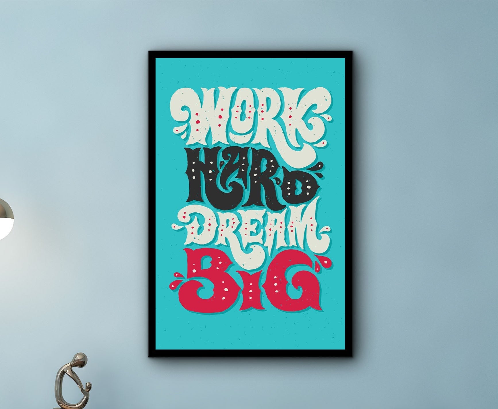 Motivational Wall Art, Work Hard Dream Big Canvas, Modern Quotes Print Home & Office Wall Decor, Wall Hanging Gift, Printed on Black Frame