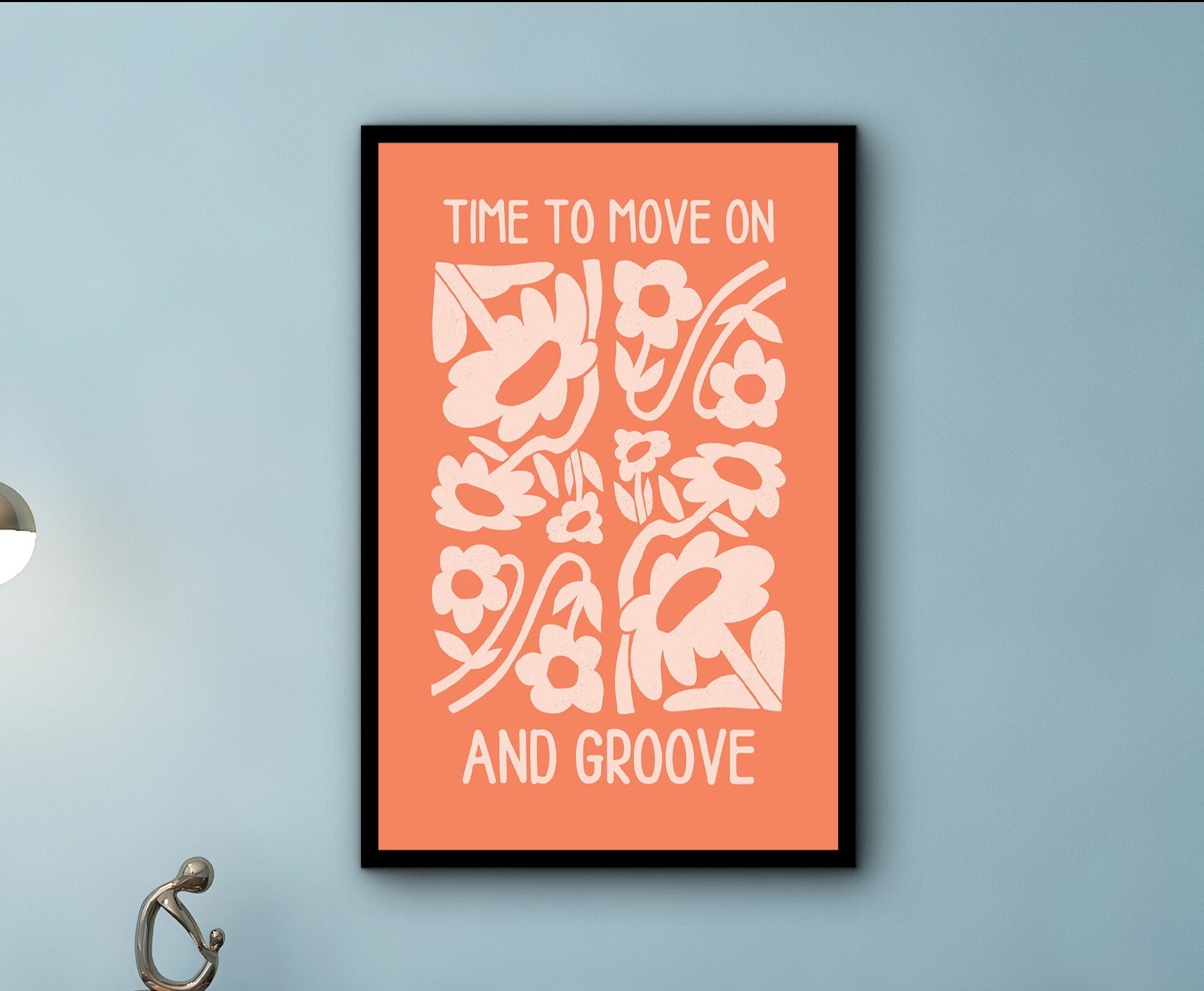 Motivational Wall Art, Time to Move On Groove Wall Art Canvas, Office Wall Decor, Affirmation Artwork, Ready to Hang, Printed on Black Frame