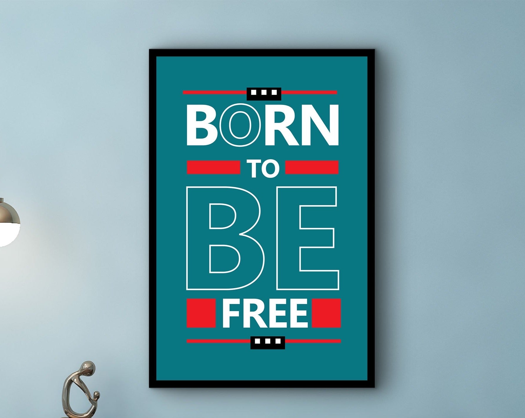 Motivational Wall Art, Born to Be Free Canvas, Ready to Hang, Modern Design Quotes Print Office Decor, Gift for Her, Printed on Black Frame