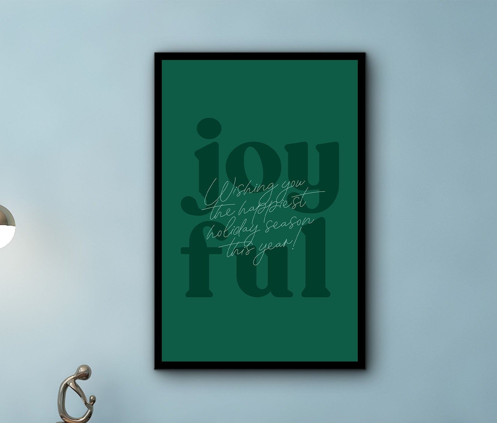 Motivational Wall Art, Joy Ful Wishing the Happiest Holiday Season this Year Canvas, Quotes Print Art, Ready to Hang, Printed on Black Frame