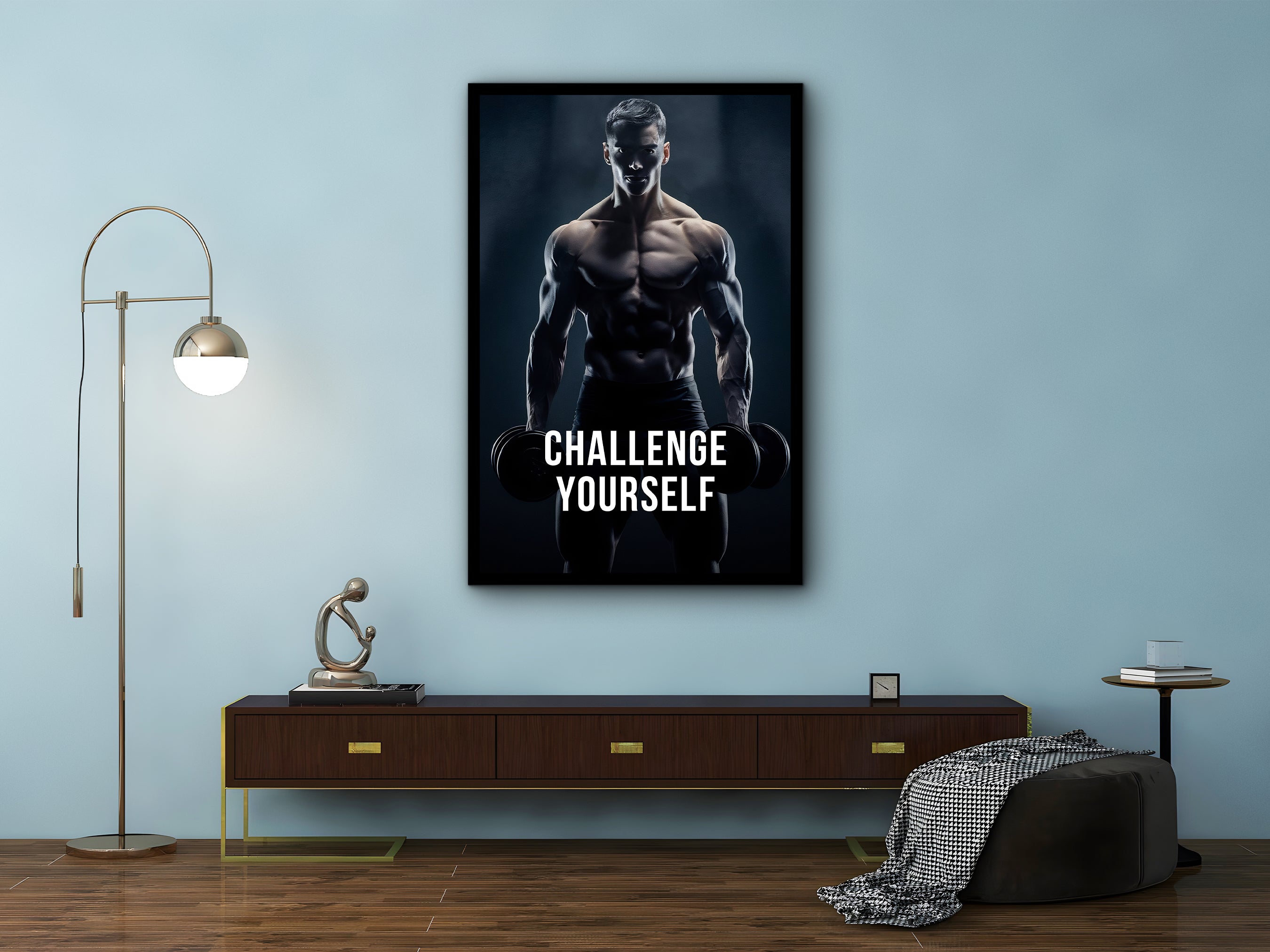 Challenge Yourself Wall Art, Motivational Canvas, Modern Home & Office Wall Decor, Ready to Hang, Gift Idea for Him, Printed on Black Frame