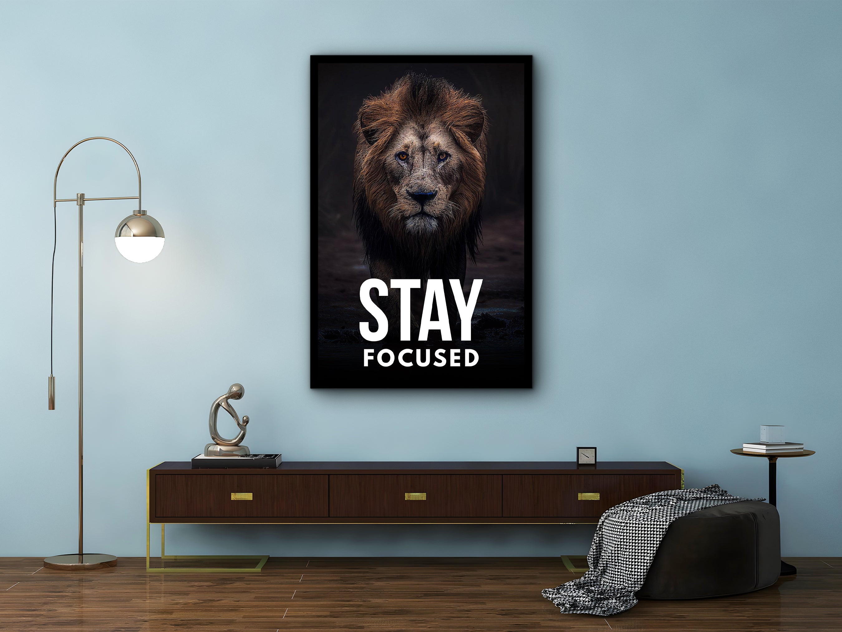 Stay Focused Wall Art, Motivational Canvas Art, Modern Home & Office Wall Decor, Ready to Hang, Gift Idea for Him, Printed on Black Frame