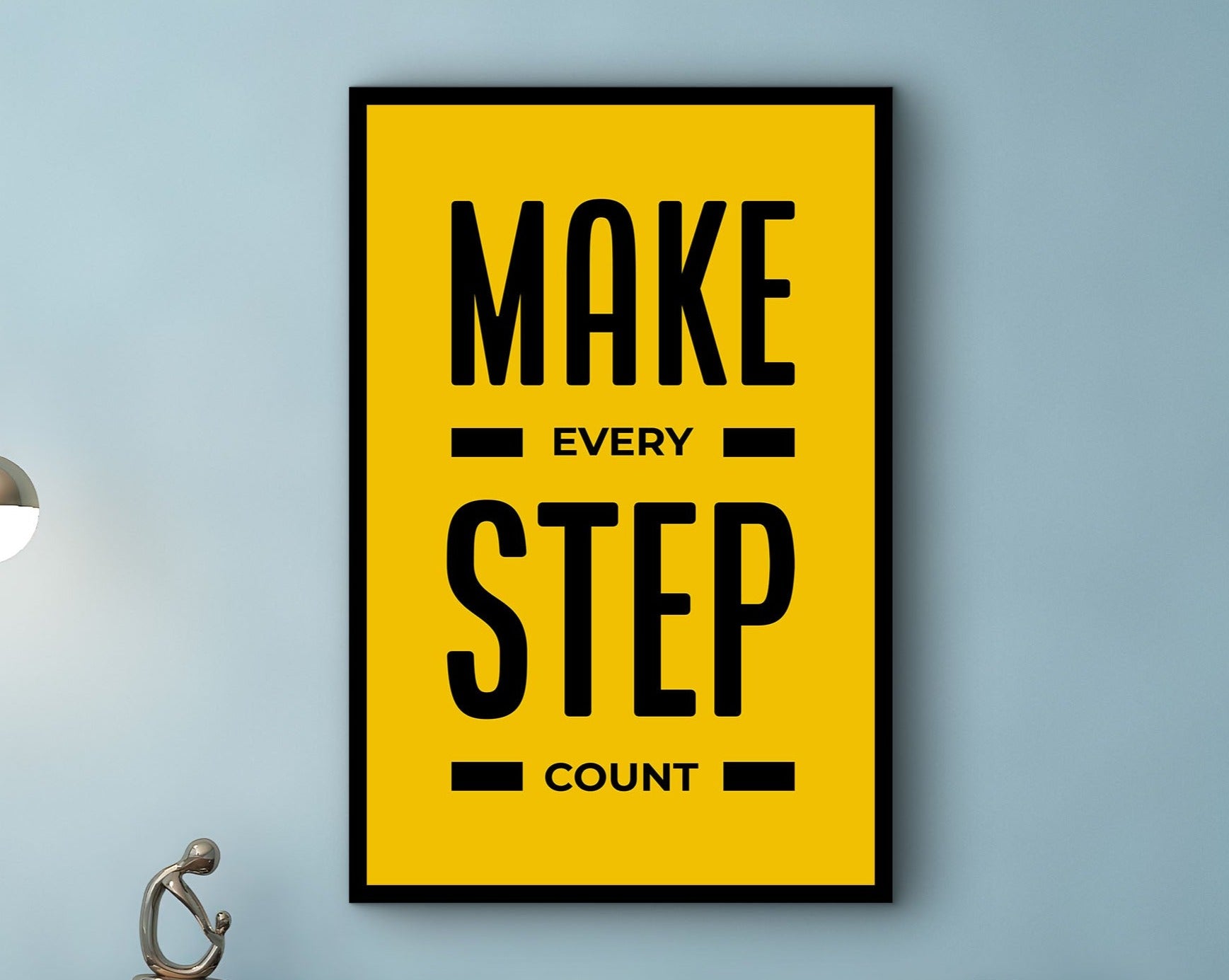 Motivational Wall Art, Make Every Step Count Canvas, Modern Office Wall Hanging, Home Decor, Perfect Gift for Her, Printed on Black Frame