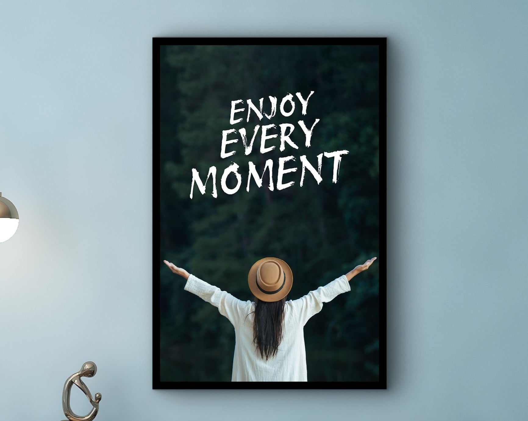 Inspiration Wall Art, Enjoy Every Moment Canvas, Life Quote Print Art, Home & Office Wall Decor, Unique Gift for Her, Printed on Black Frame