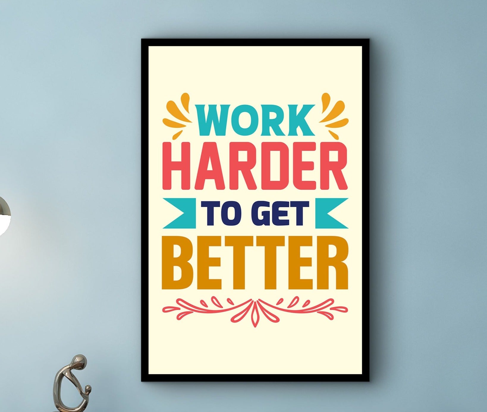 Work Harder to Get Better Wall Art Canvas, Motivational Quote Art, Home and Office Decor, Ready to Hang, Unique Gift, Printed on Black Frame