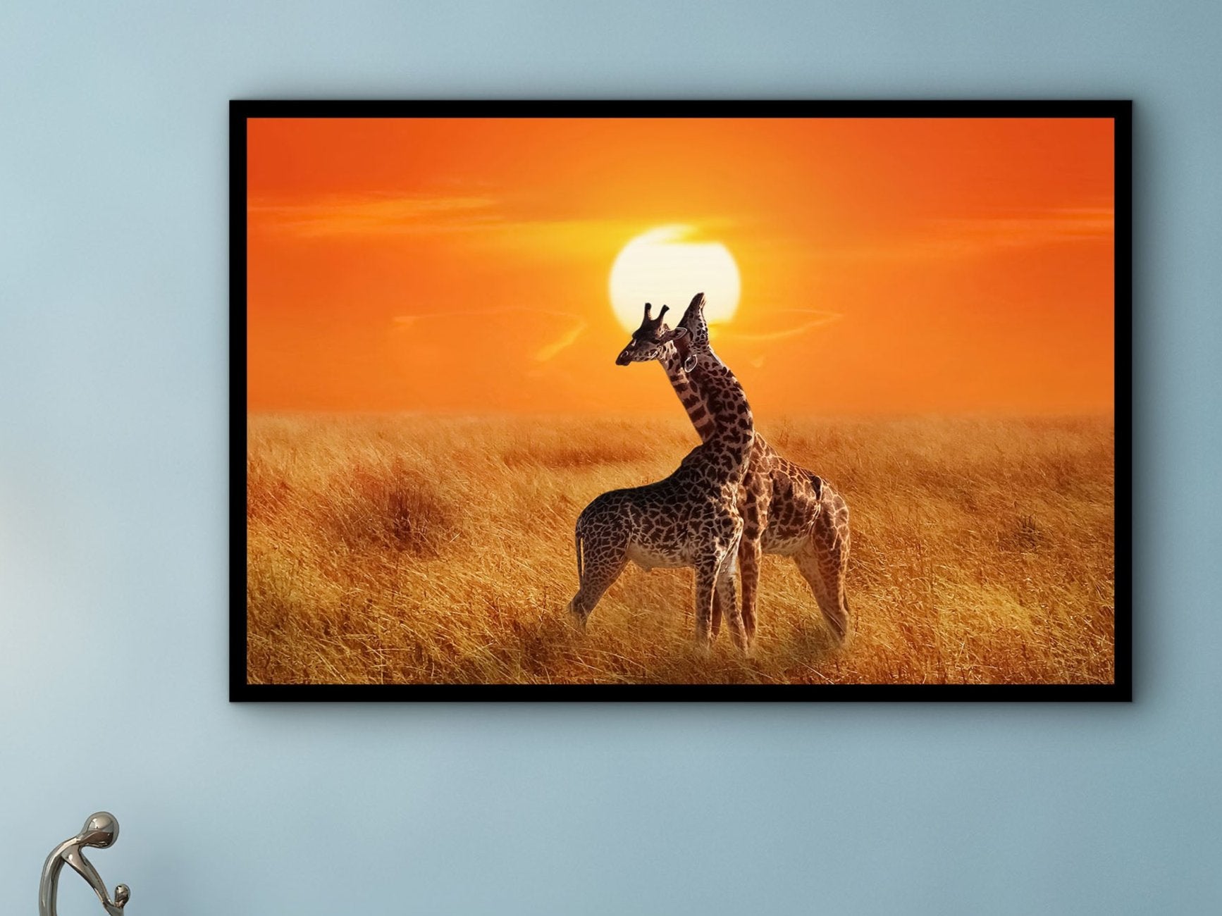 Giraffe Canvas Wall Art, Animals Modern Design Home Decor, Animal Painting Wall Art, Ready to Hang, Perfect Gift, Printed on Black Frame