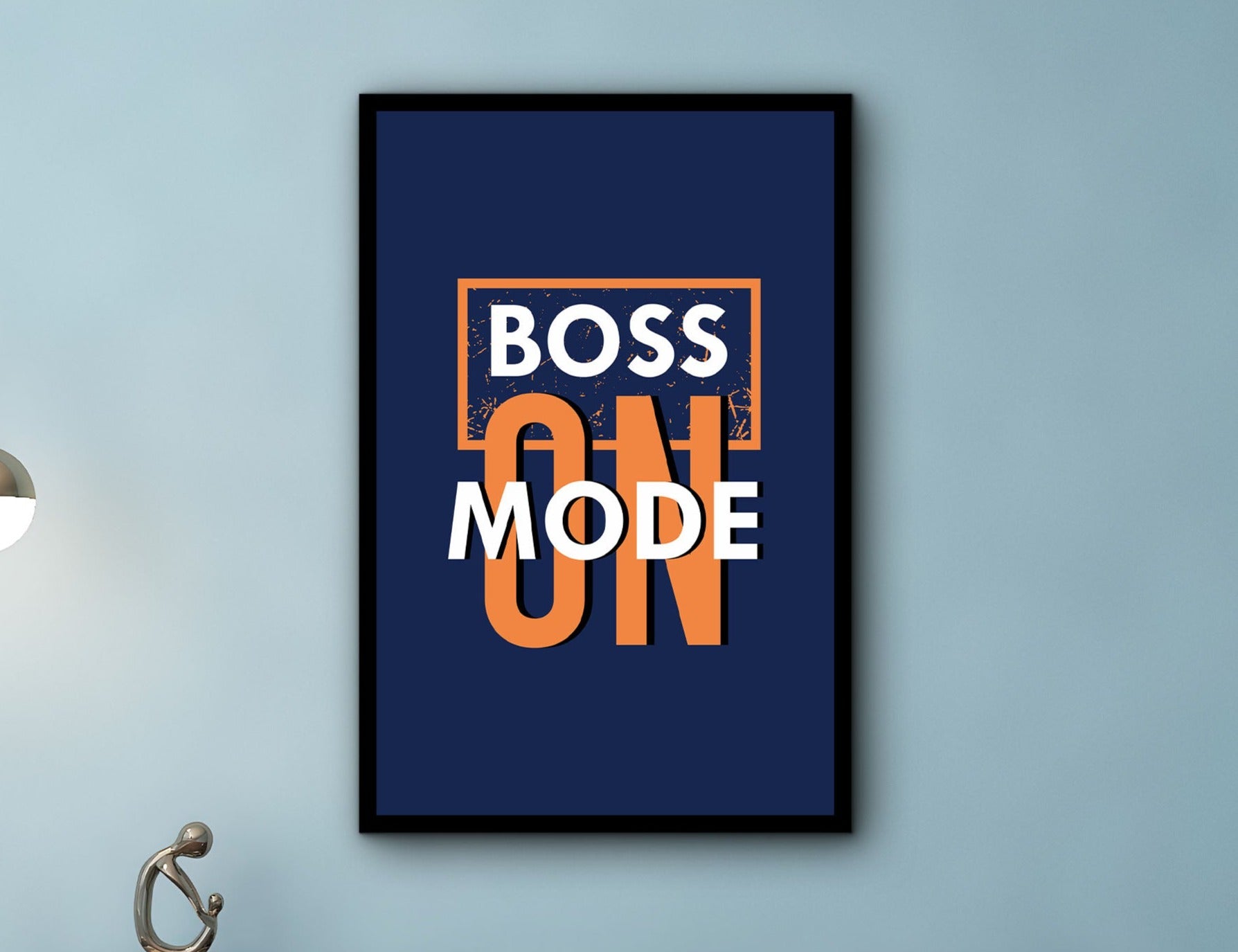 Motivational Wall Art, Boss Mode on Canvas, Quotes Print Canvas, Modern Design Home & Office Decor, Perfect Gift, Printed on Black Frame