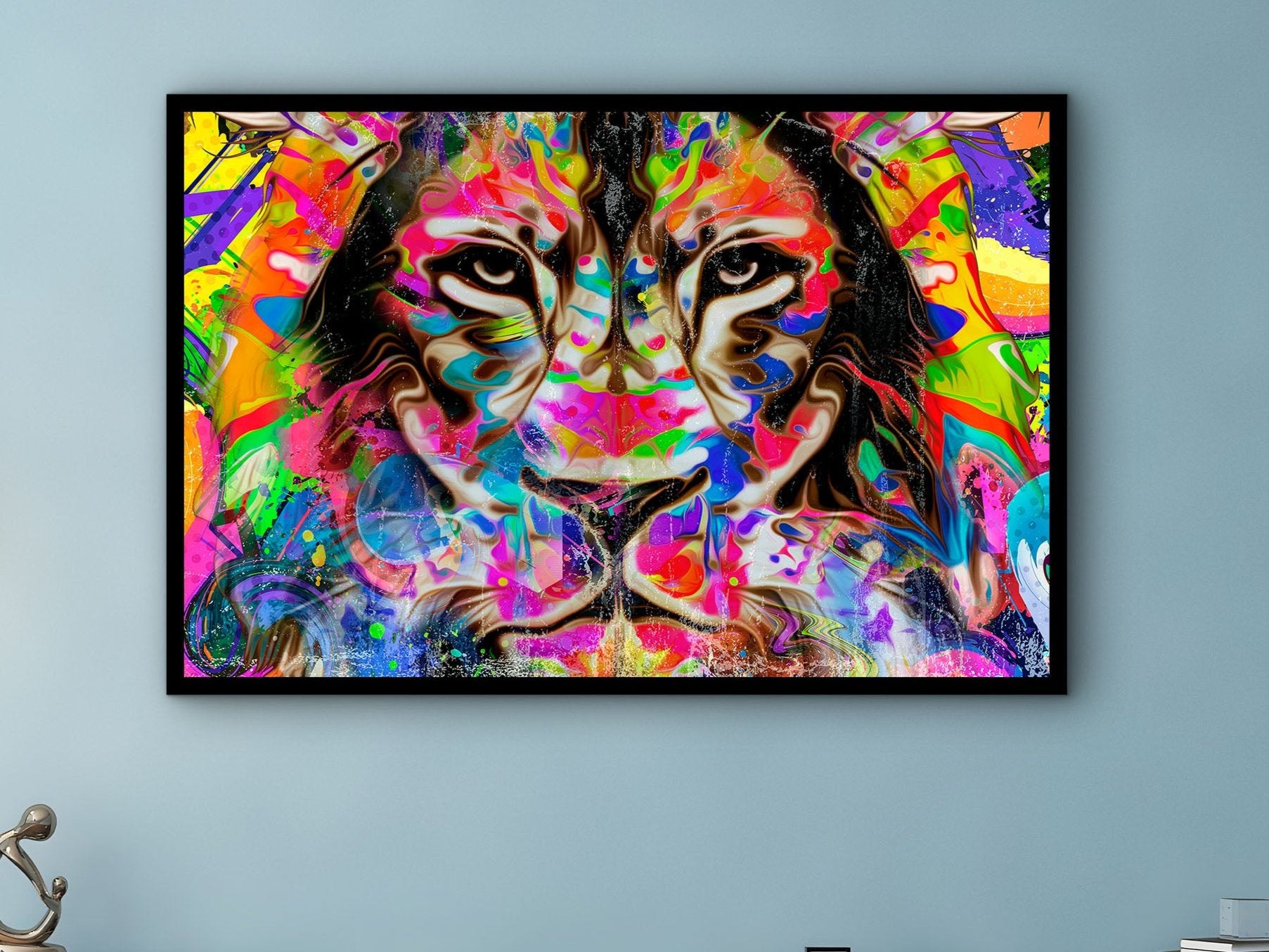 Motivation Modern Lion Canvas Wall Art, Modern Design Home Decor, Ready to Hang, Unique Gift