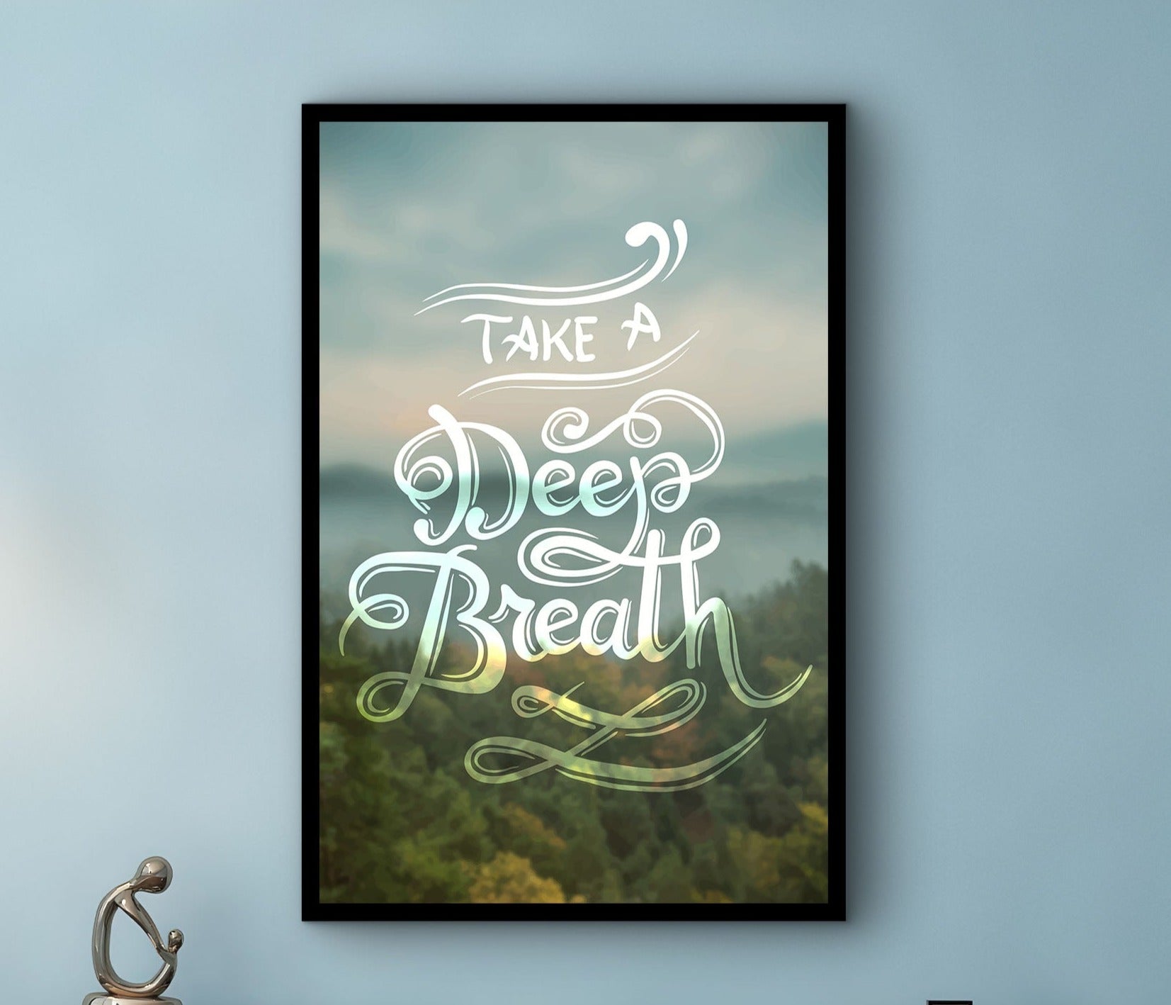 Motivational Wal Art, Take a Deep Breath Canvas, Home Office Quotes Wall Decor, Ready to Hang, Perfect Gift for Her, Printed on Black Frame