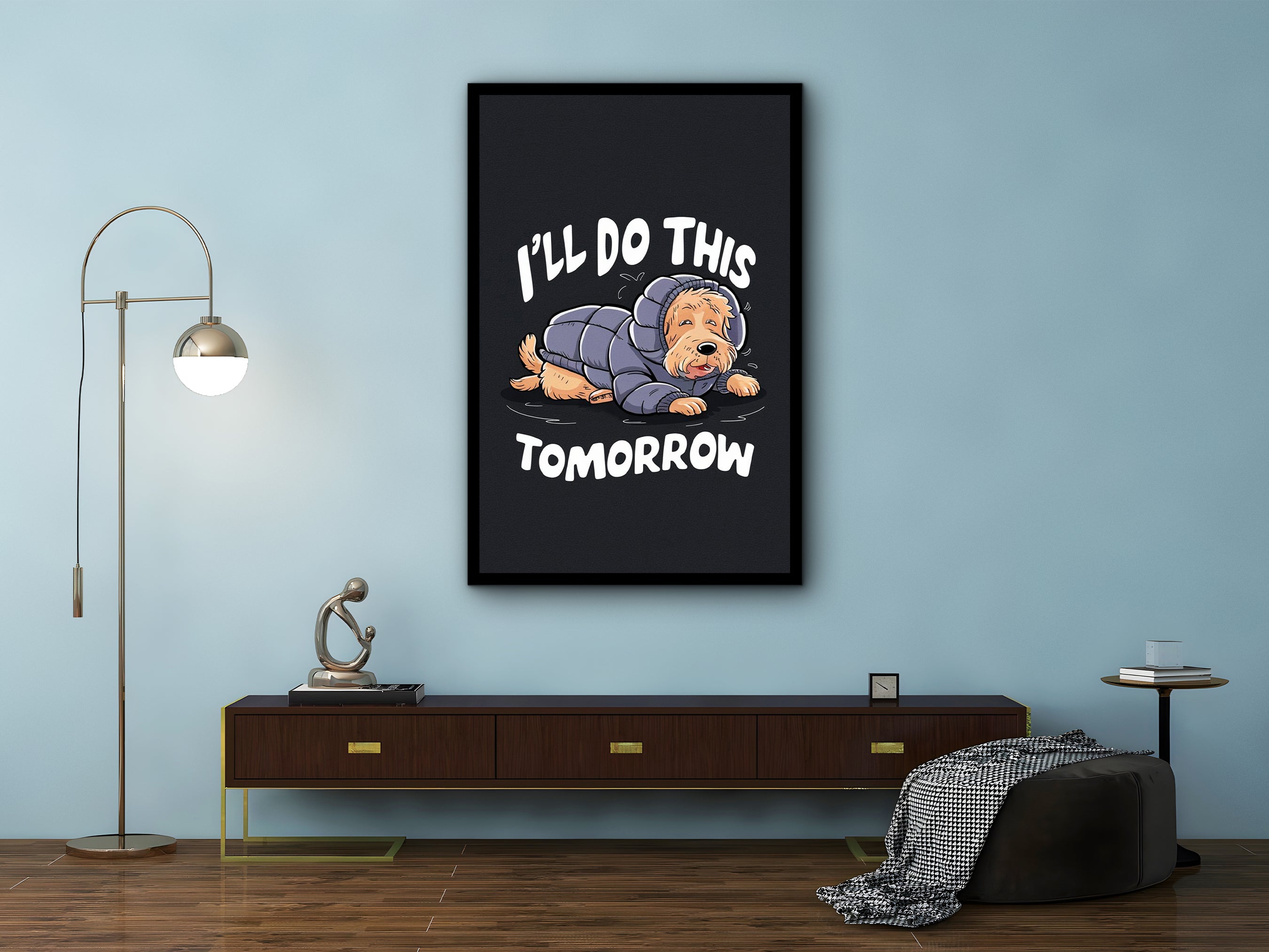 I'll Do This Tomorrow Wall Art, Motivational Wall Art, Modern Home & Office Decor, Ready to Hang, Printed on Black Frame, Gift Idea for him