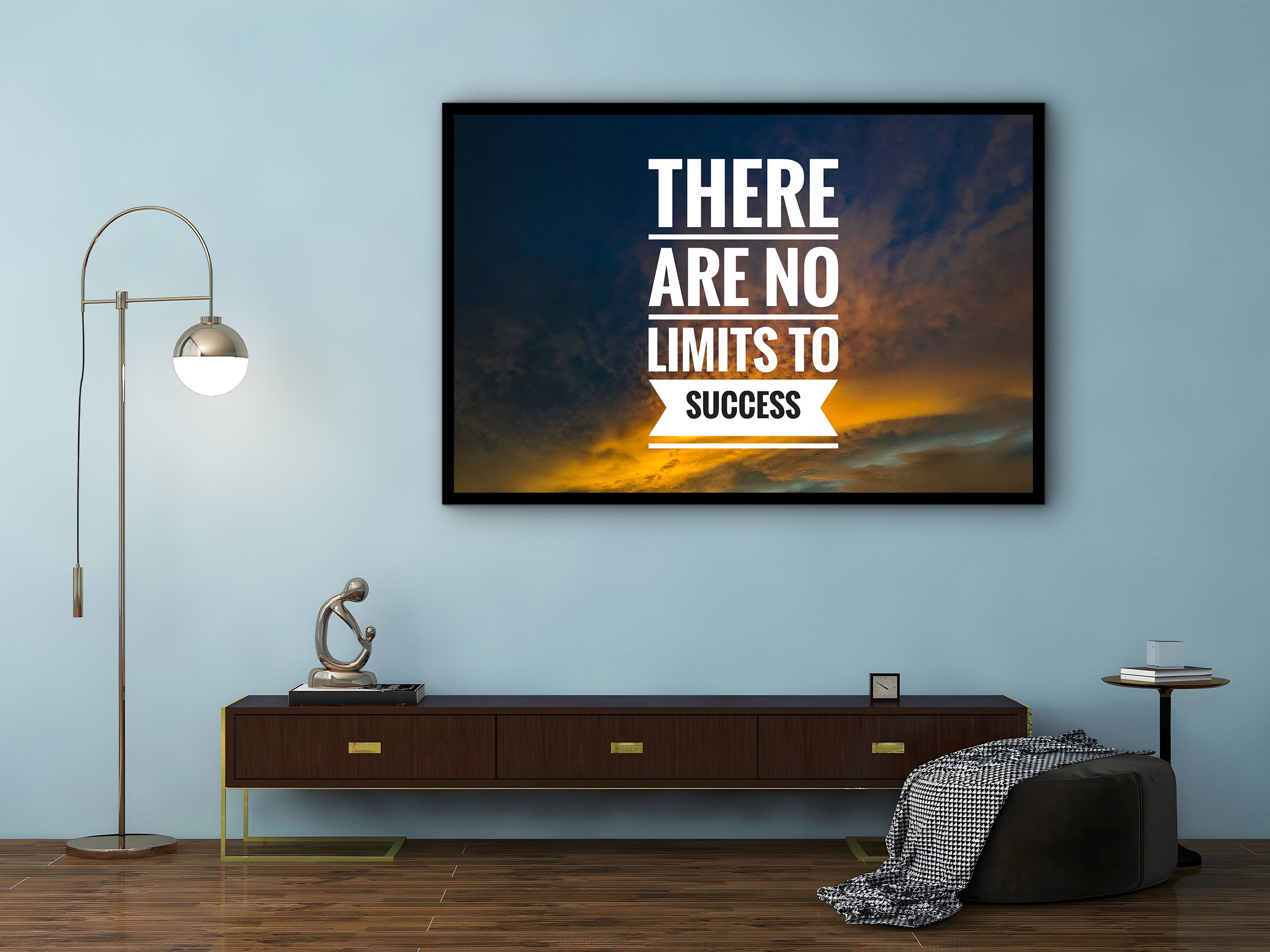 There Are No Limits to Success Canvas Wall Art, Home and Office Decor, Motivational Art, Unique Gift, Ready to Hang, Printed on Black Frame