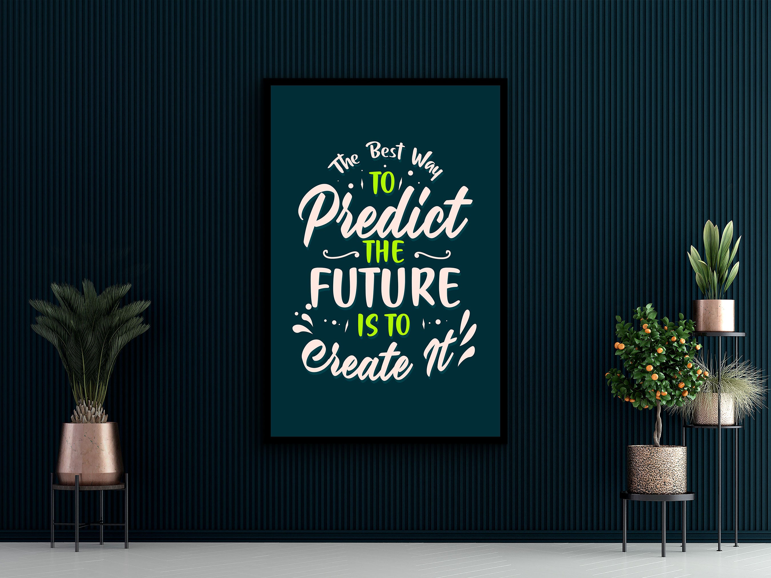 Motivational Wall Art, The Best Way to Predict the Future Is to Create It Canvas, Home & Office Decor, Read to Hang, Printed on Black Frame