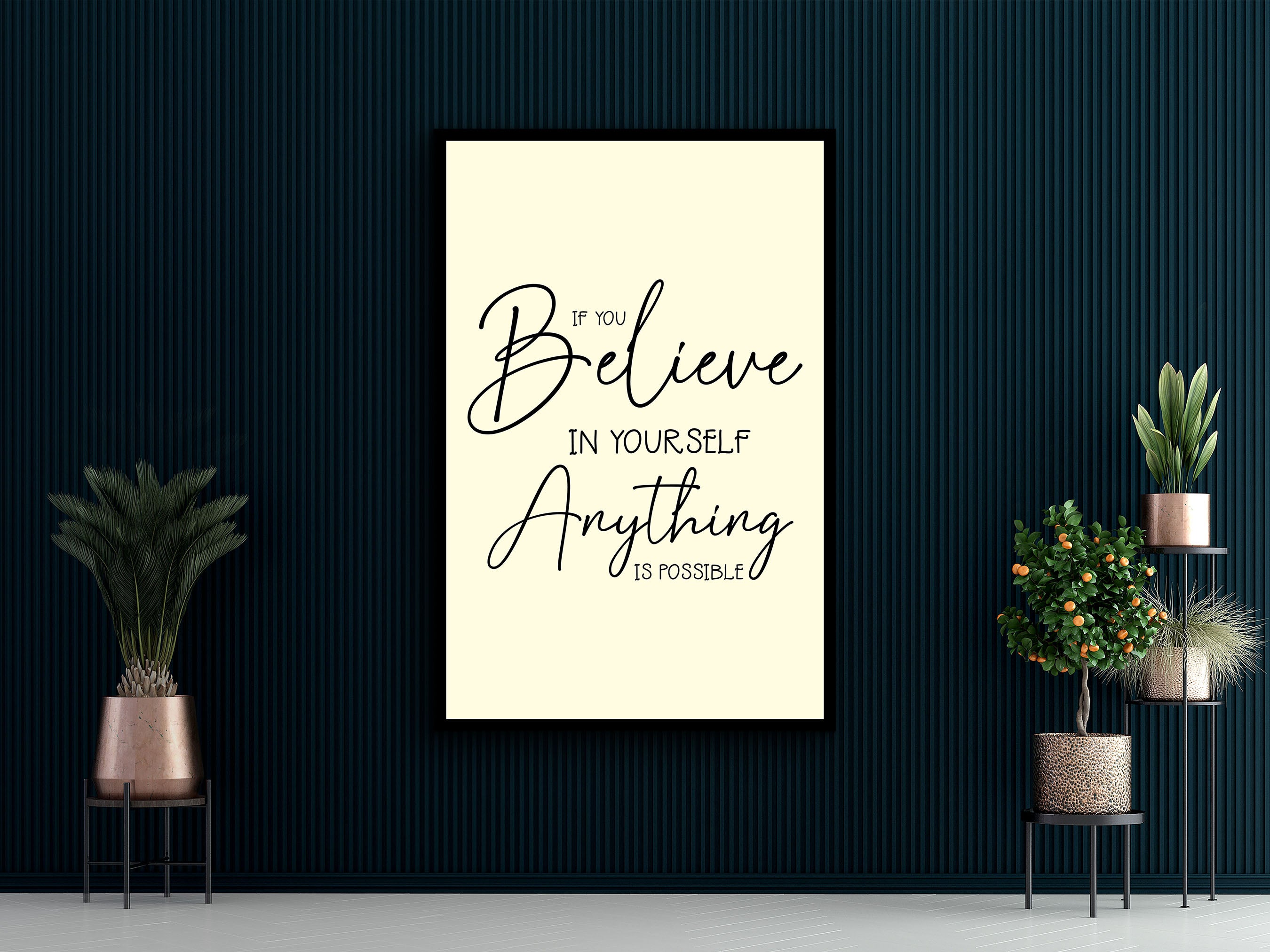 Motivational Wall Art, If You Believe in Yourself Anything Is Possible Wall Art Canvas, Ready to Hang, Gift for Her, Printed on Black Frame