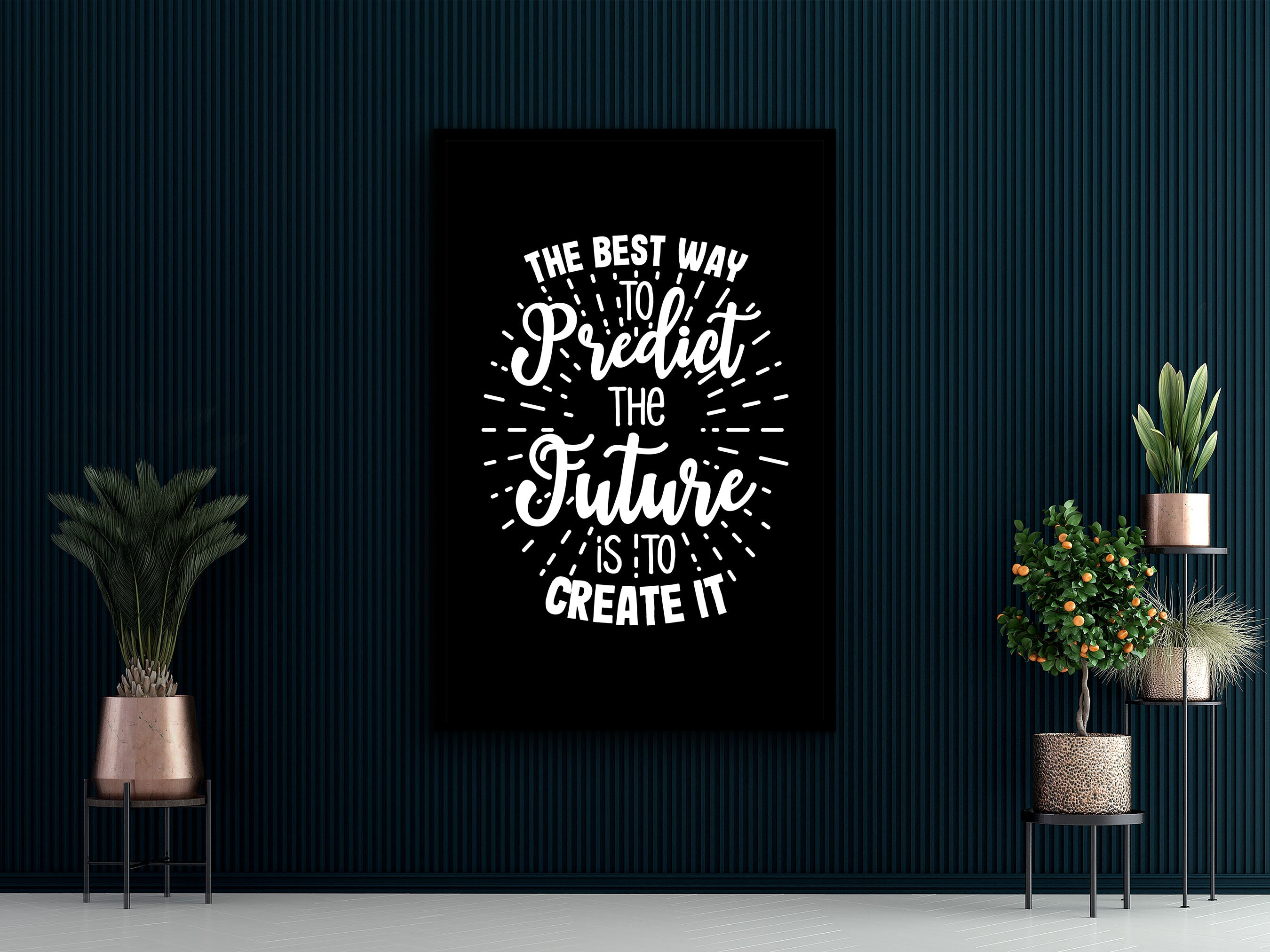 Motivational Poster Wall Art, The Best Way to Predict the Future Is to Create It Canvas, Ready to Hang Birthday Gift, Printed on Black Frame