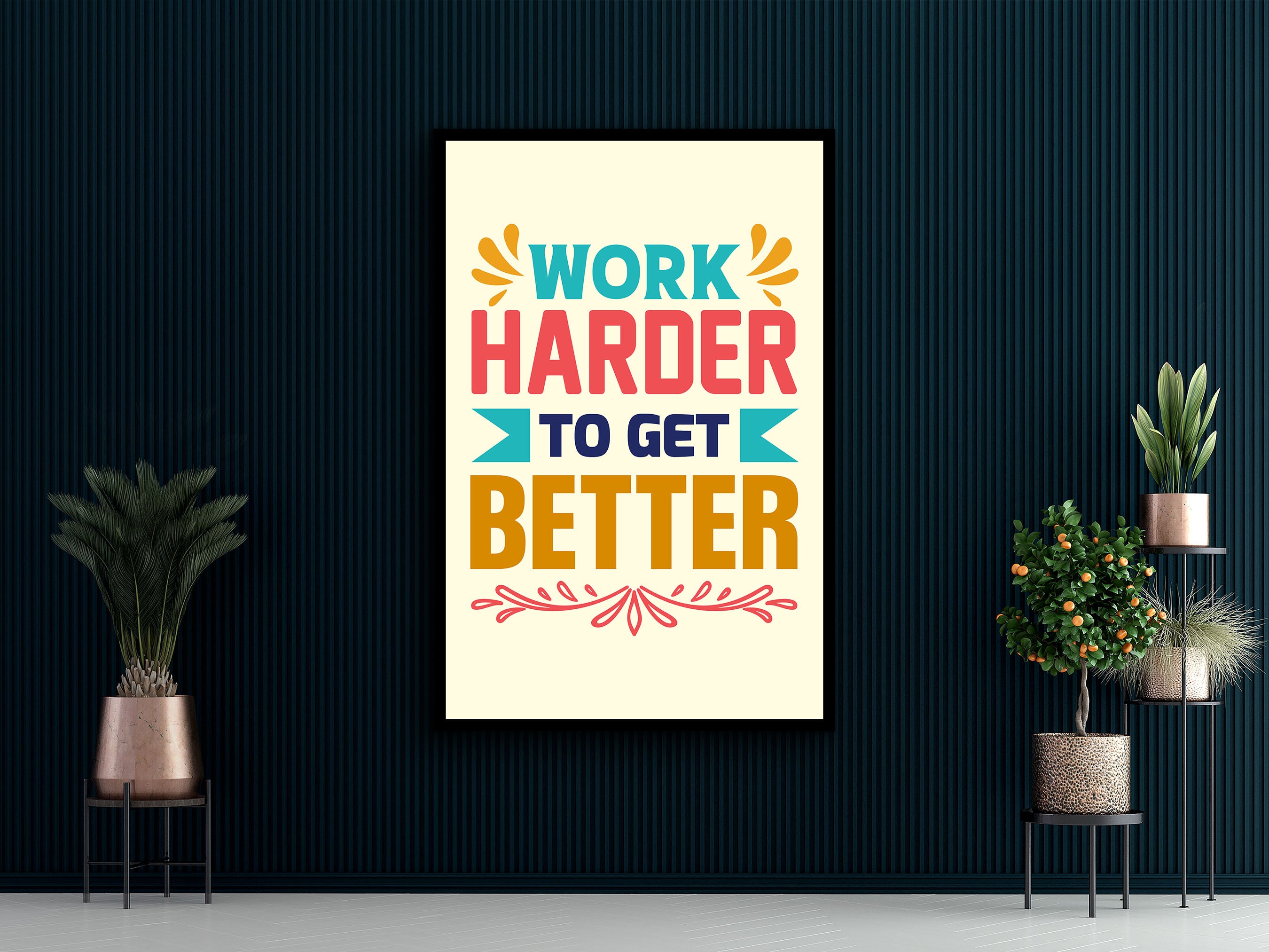 Work Harder to Get Better Wall Art Canvas, Motivational Quote Art, Home and Office Decor, Ready to Hang, Unique Gift, Printed on Black Frame