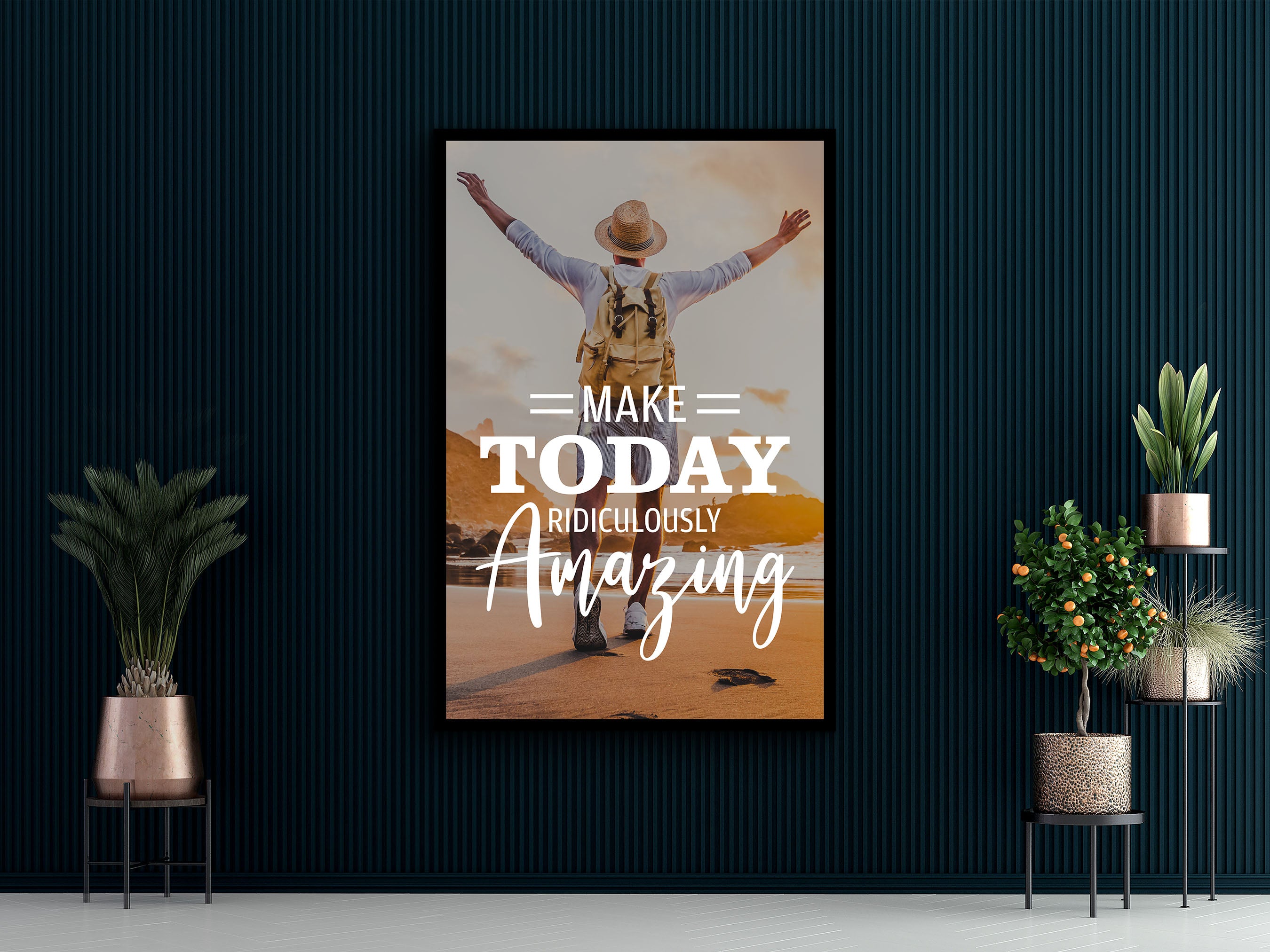 Daily Inspiration Wall Art, Make Today Amazing Canvas, Modern Design Home Office Decor, Ready to Hang, Perfect Gift, Printed on Black Frame