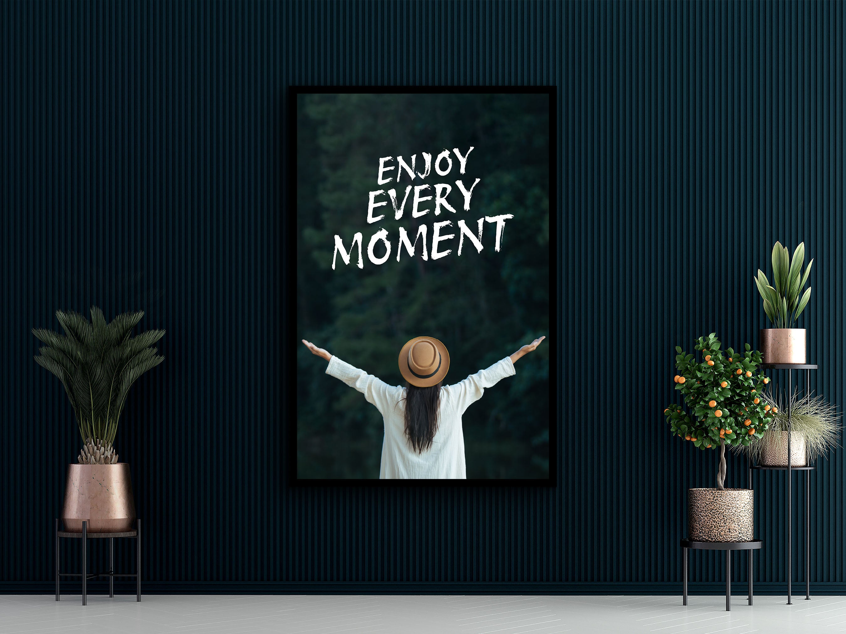 Inspiration Wall Art, Enjoy Every Moment Canvas, Life Quote Print Art, Home & Office Wall Decor, Unique Gift for Her, Printed on Black Frame