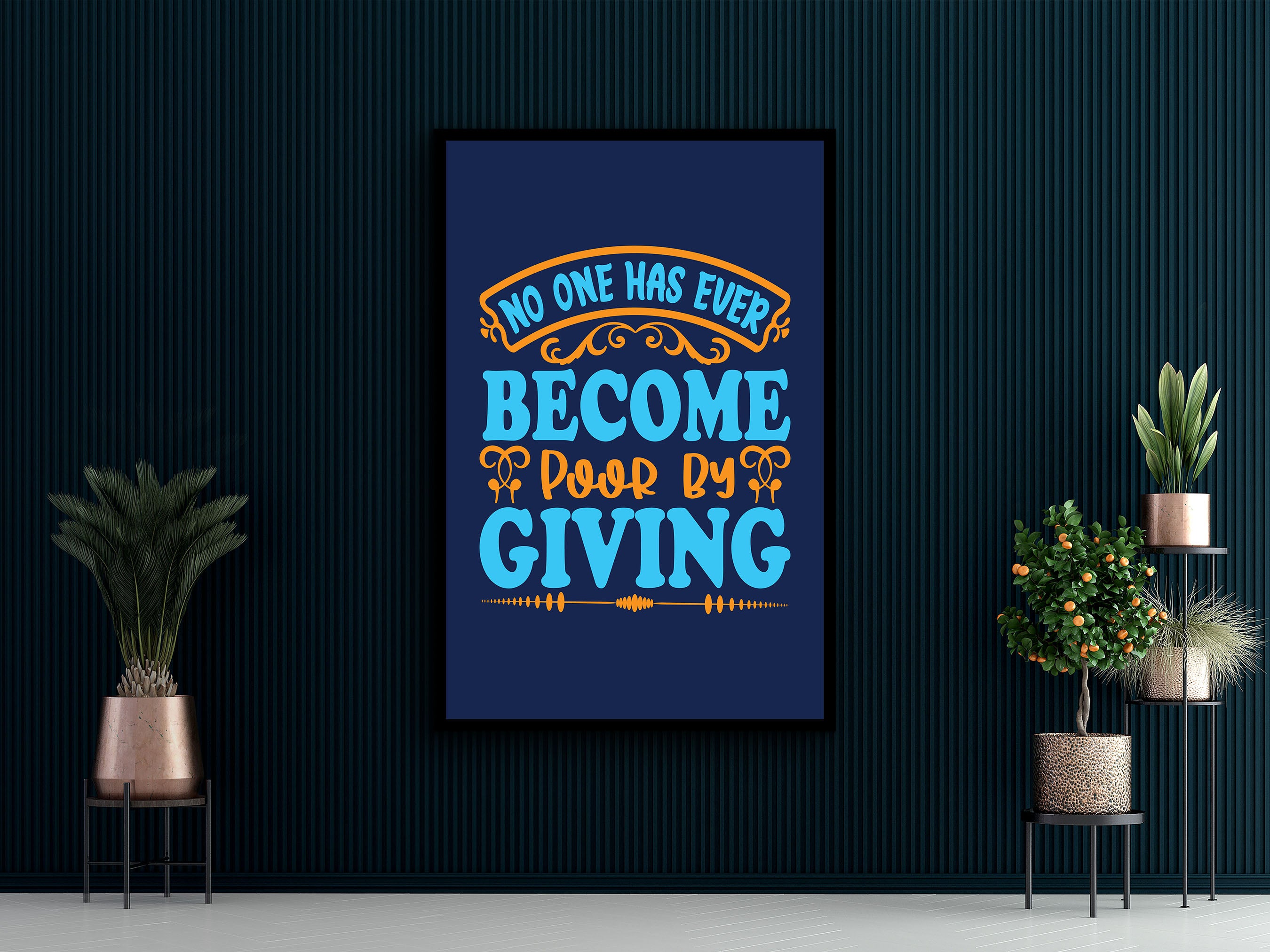 Motivational Wall Art, No One Has Ever Become Poor by Giving Canvas, Home & Office Decor, Quotes Canvas Print Gift, Printed on Black Frame