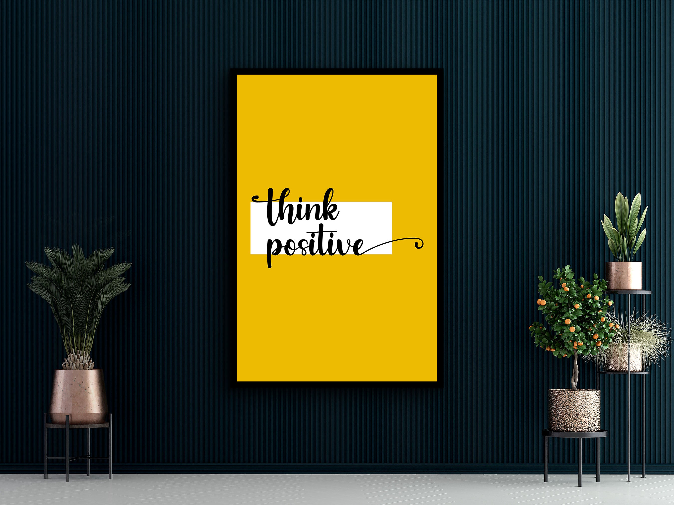 Daily Inspiration Wall Art, Think Positive Canvas, Home and Office Decor, Quotes Affirmation Artwork, Ready to Hang, Printed on Black Frame