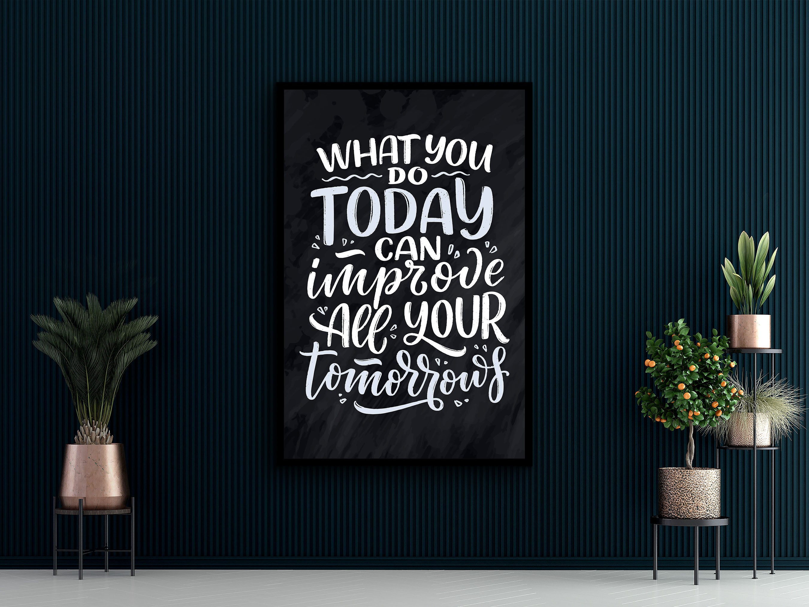 Self Motivation Wall Art, What You Do Today Can Improve Tomorrows Canvas, Home and Office Wall Decor, Perfect Gift, Printed on Black Frame