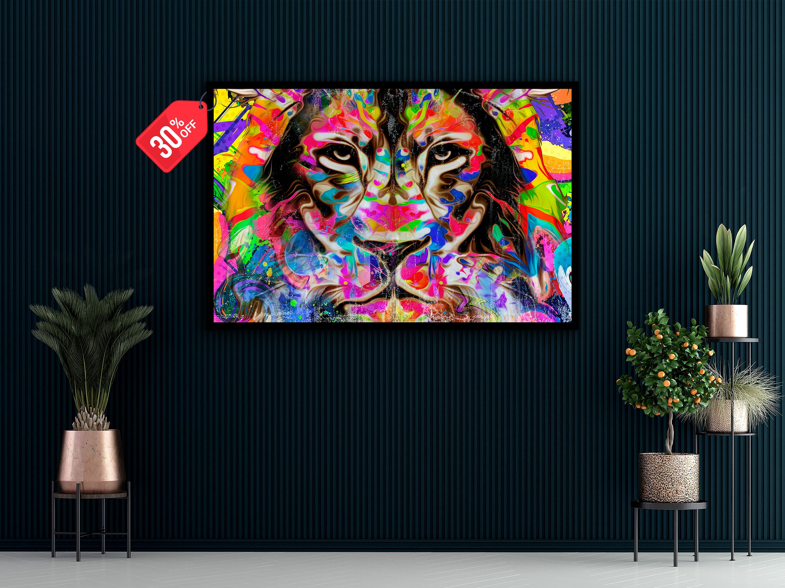 Motivation Modern Lion Canvas Wall Art, Modern Design Home Decor, Ready to Hang, Unique Gift