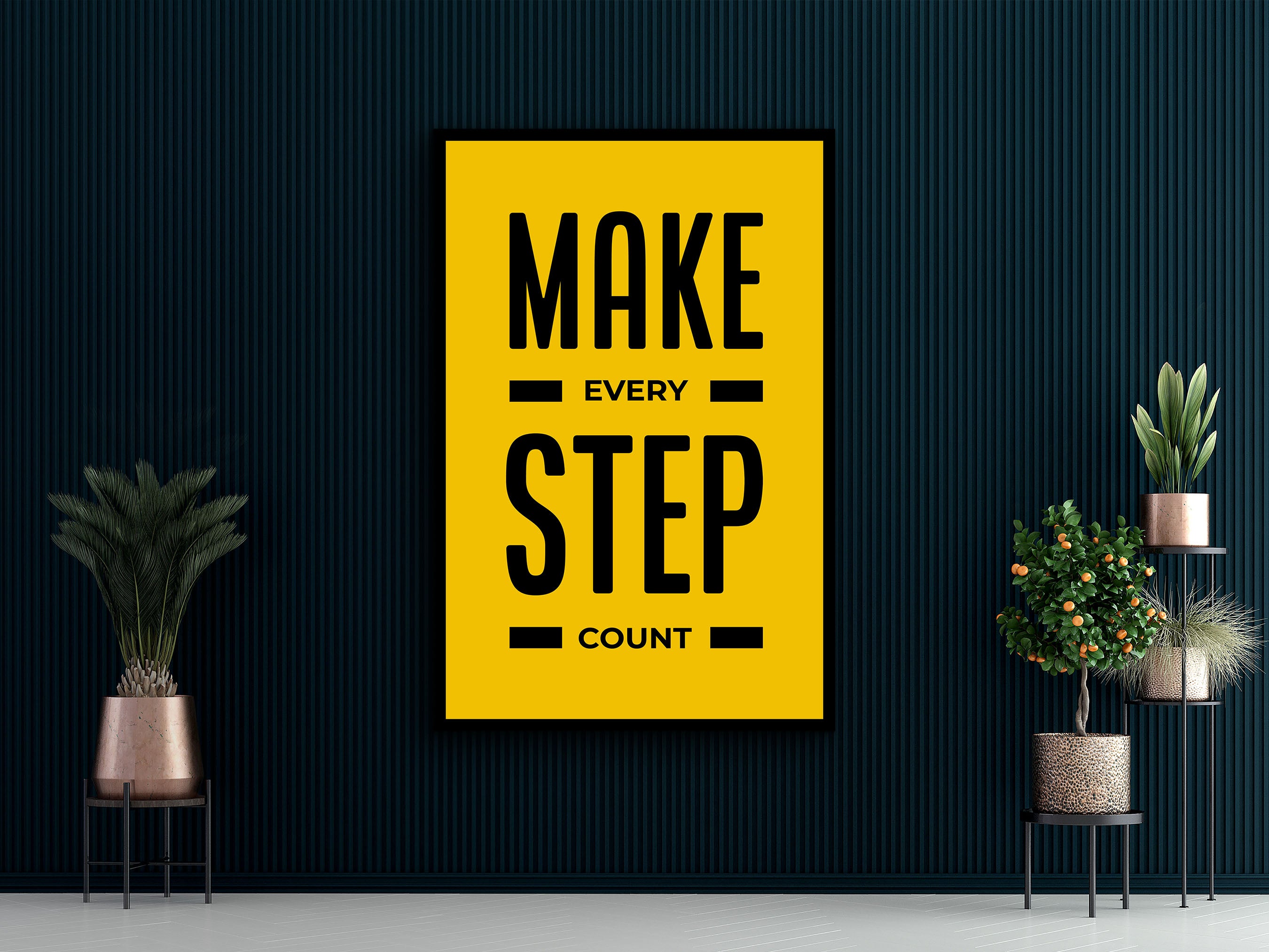 Motivational Wall Art, Make Every Step Count Canvas, Modern Office Wall Hanging, Home Decor, Perfect Gift for Her, Printed on Black Frame