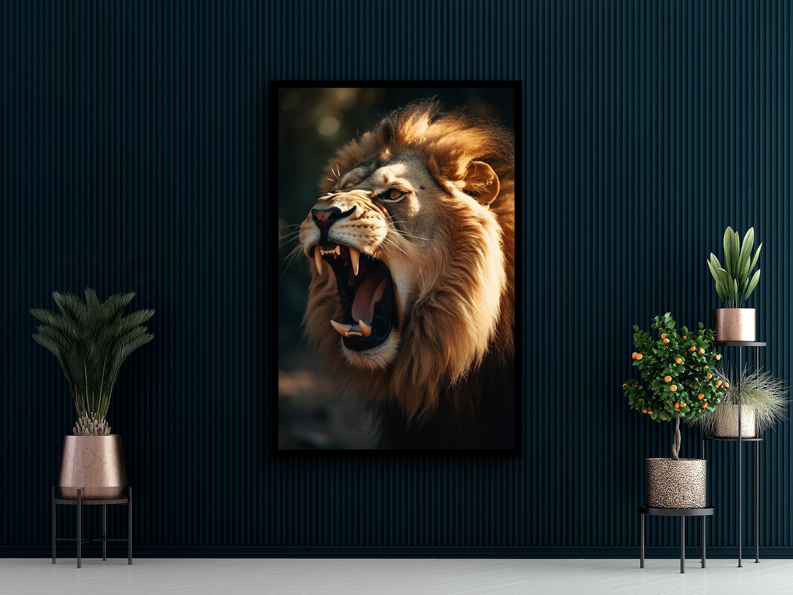 Lion Canvas Wall Art, Animal Modern Home Decor, Poster Wall Decor, Ready to Hang, Lion Poster Print, Perfect Gift, Printed on Black Frame