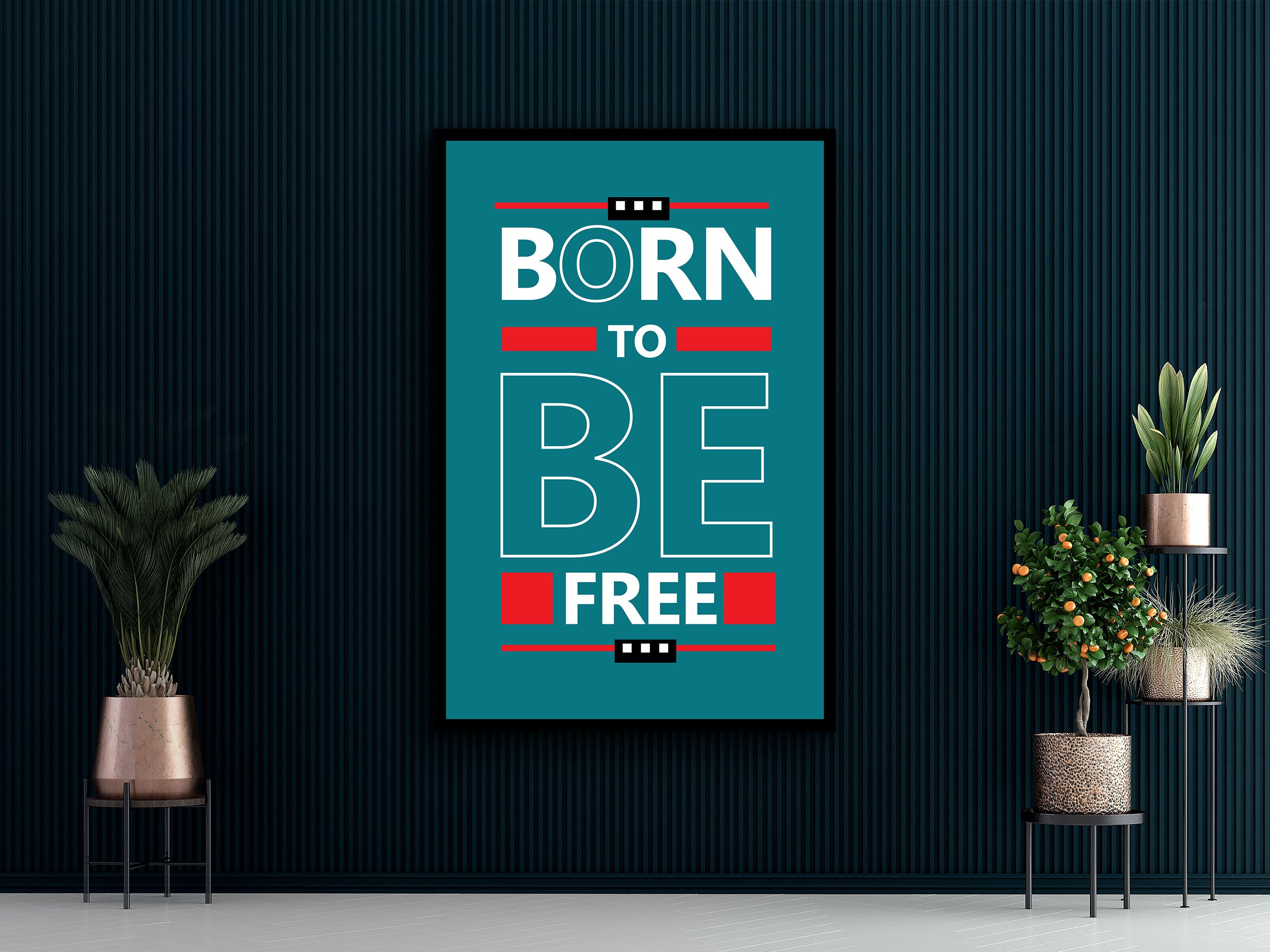 Motivational Wall Art, Born to Be Free Canvas, Ready to Hang, Modern Design Quotes Print Office Decor, Gift for Her, Printed on Black Frame