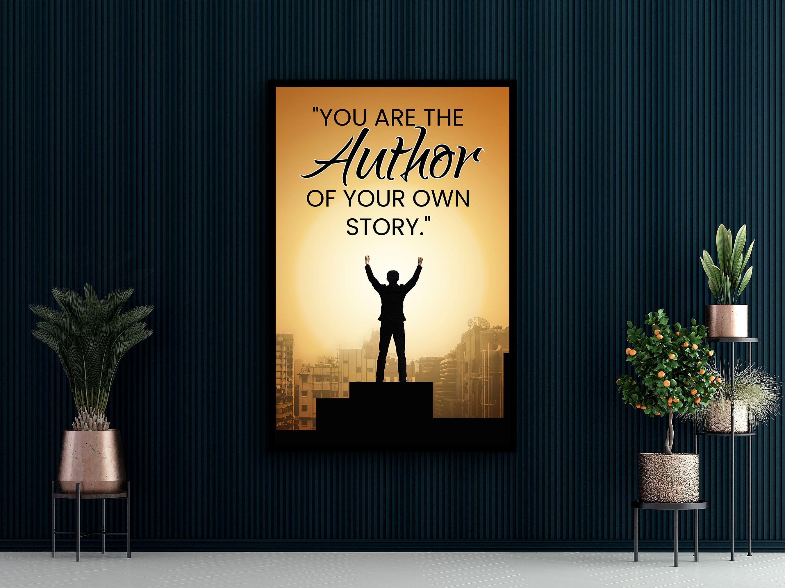 Inspiration Wall Art, You Are the Author of Your Own Story Canvas, Modern Home & Office Decor, Daily, Perfect Gift, Printed on Black Frame