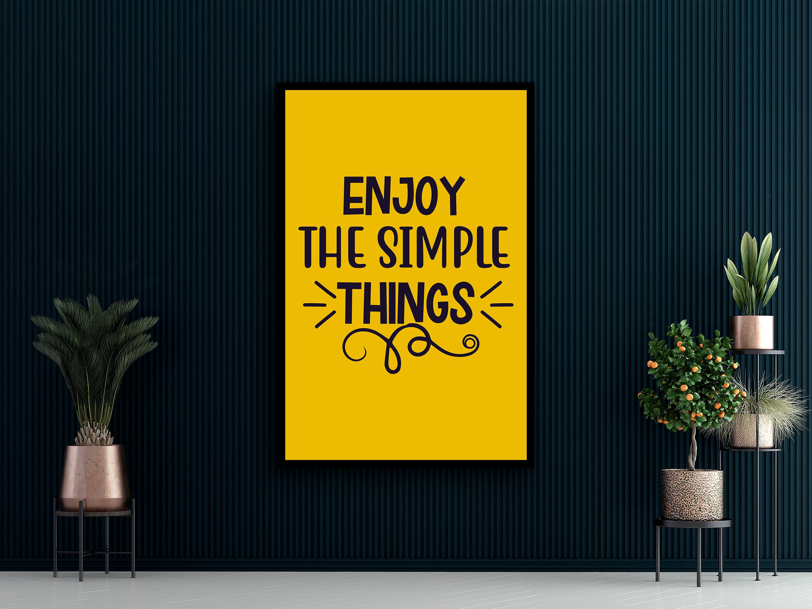 Positive Quotes Wall Art, Enjoy the Simple Things Canvas, Affirmation Artwork, Home & Office Decor, Perfect Gift, Printed on Black Frame