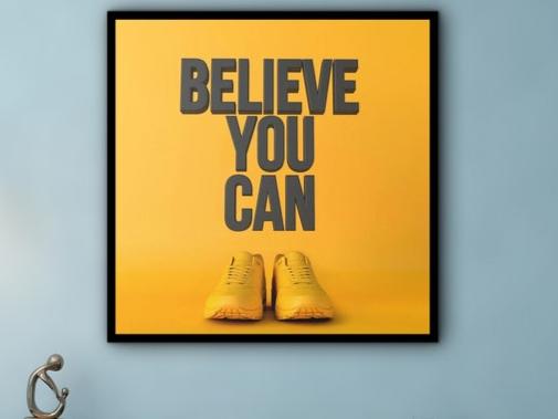 Daily Motivation Wall Art, Believe You Can Quotes Print Canvas, Modern Home & Office Wall Decor, Wall Hanging Gift, Printed on Black Frame