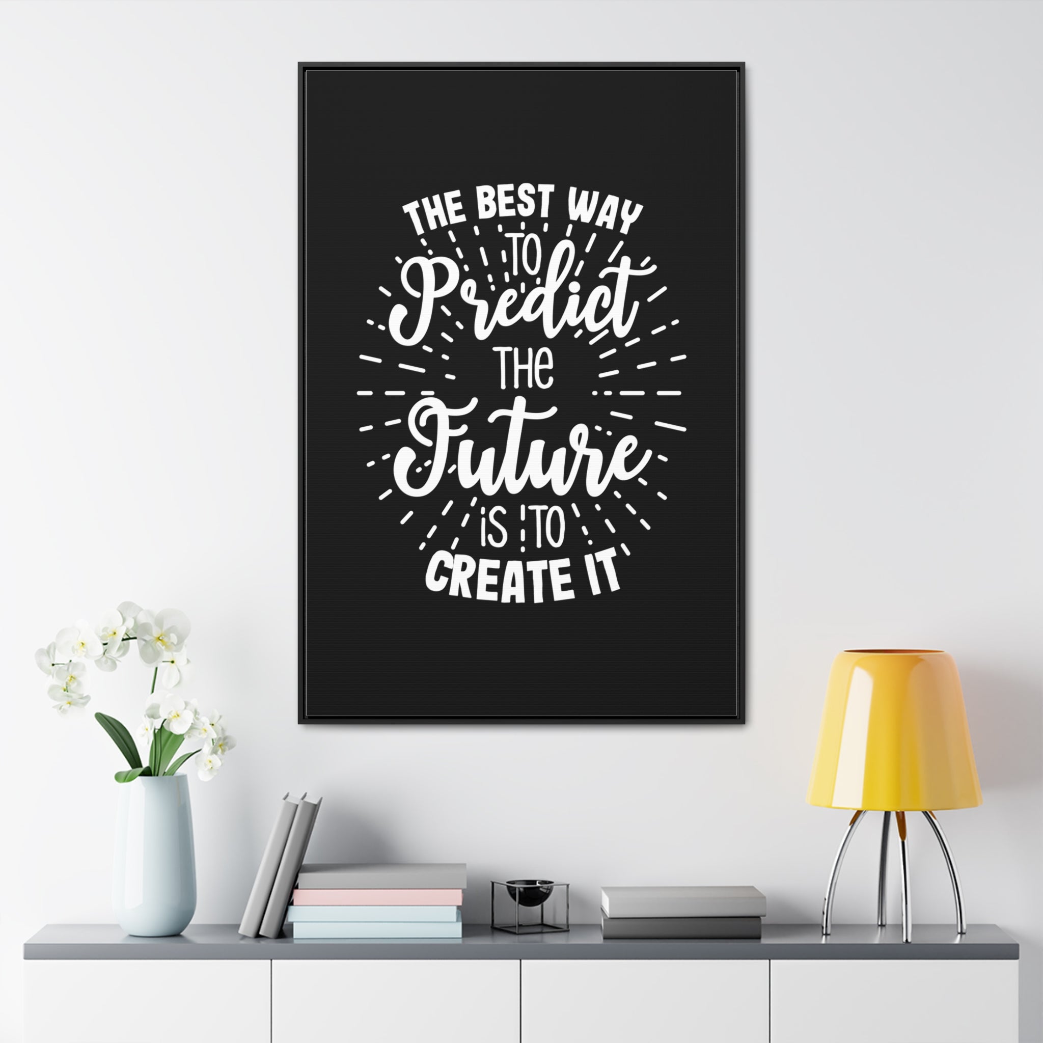 Motivational Poster Wall Art, The Best Way to Predict the Future Is to Create It Canvas, Ready to Hang Birthday Gift, Printed on Black Frame