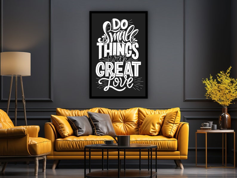 Motivational Wall Art, Do Small Things with Great Love Wall Art Canvas, Quote Print Office Wall Decor, Ready to Hang, Printed on Black Frame