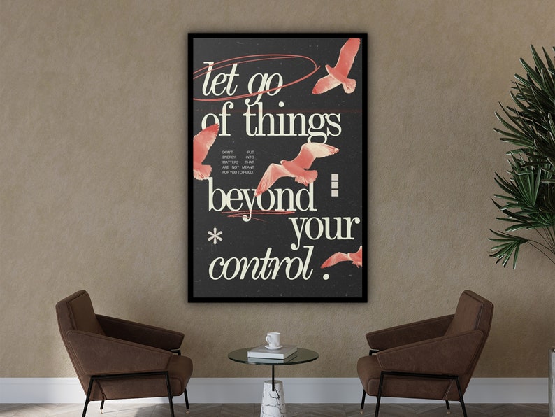 Motivational Wall Art, Let Go of Things Beyond Your Control Wall Art Canvas, Home & Office Wall Decor, Ready to Hang, Printed on Black Frame