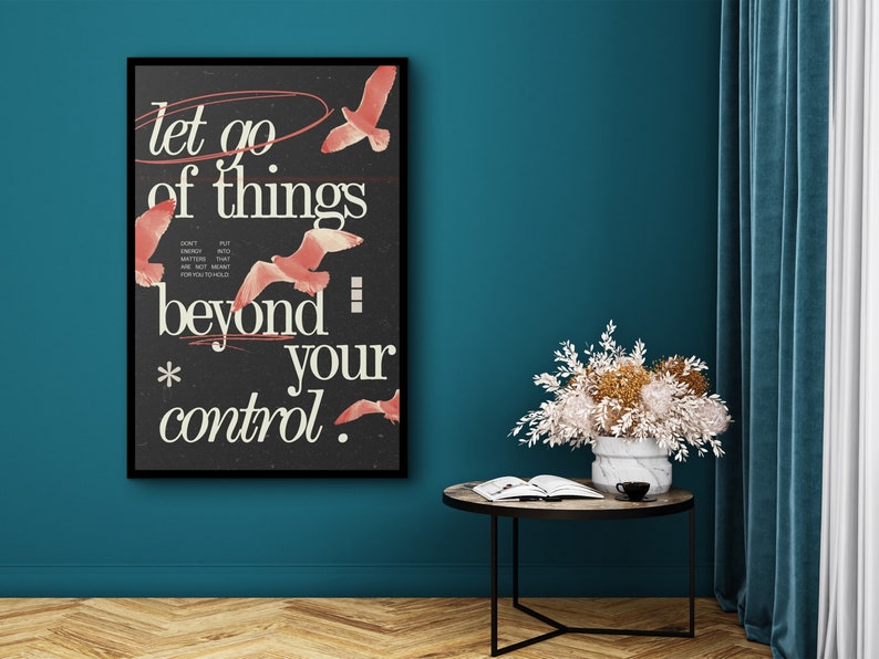 Motivational Wall Art, Let Go of Things Beyond Your Control Wall Art Canvas, Home & Office Wall Decor, Ready to Hang, Printed on Black Frame